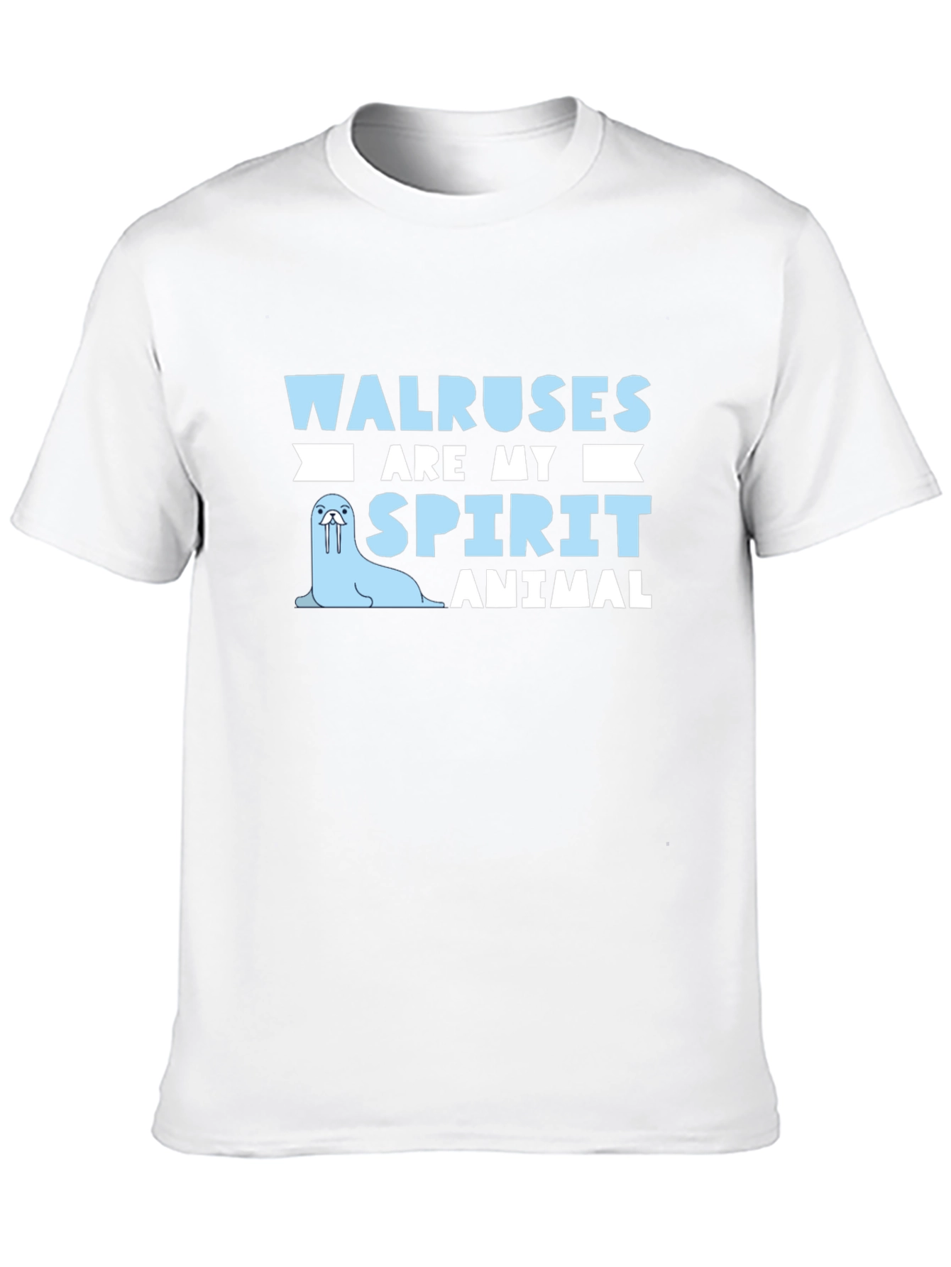 Walrus Spirit Animal Graphic Tee - Black Cotton T-Shirt