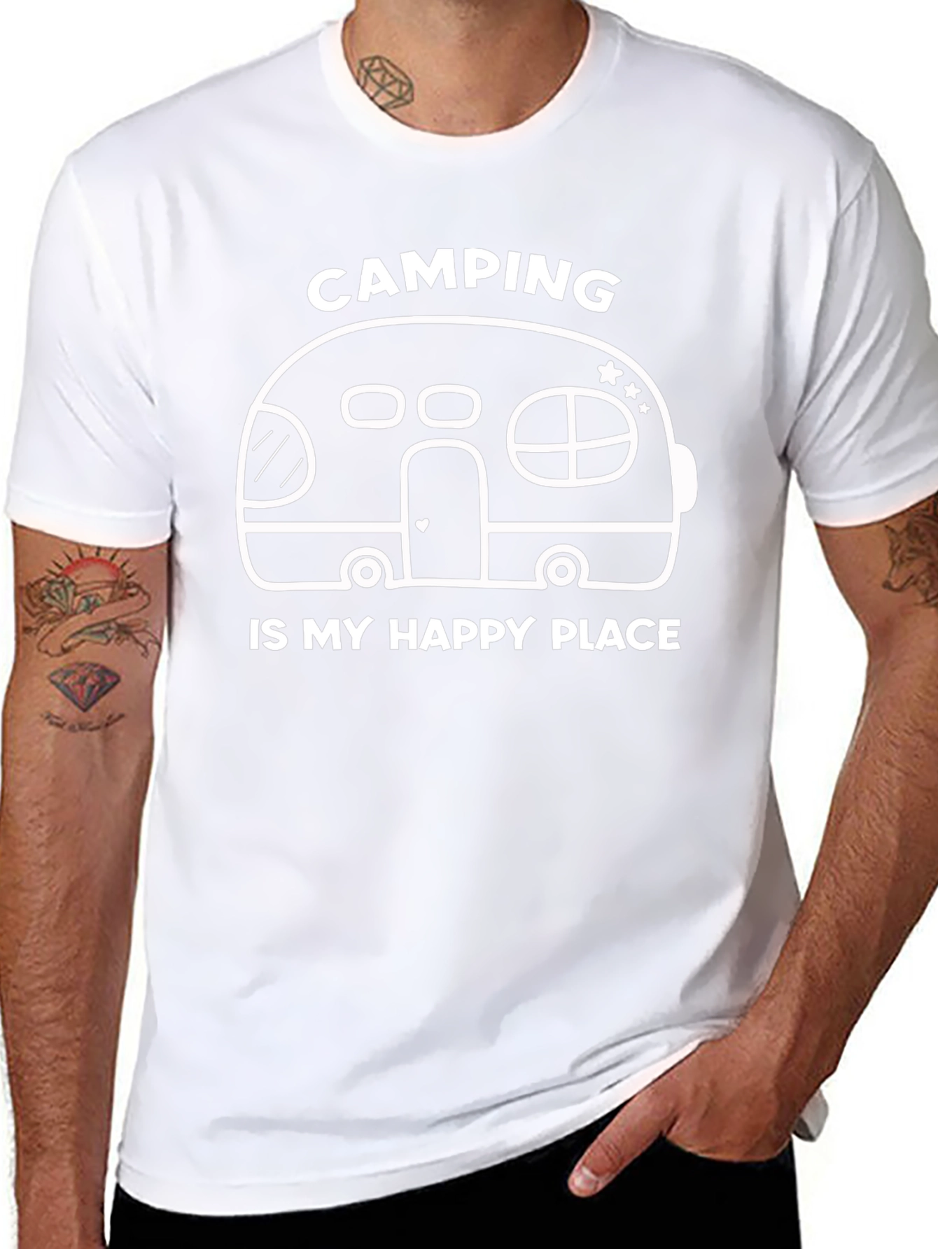 Camping is My Happy Place Black Graphic Tee