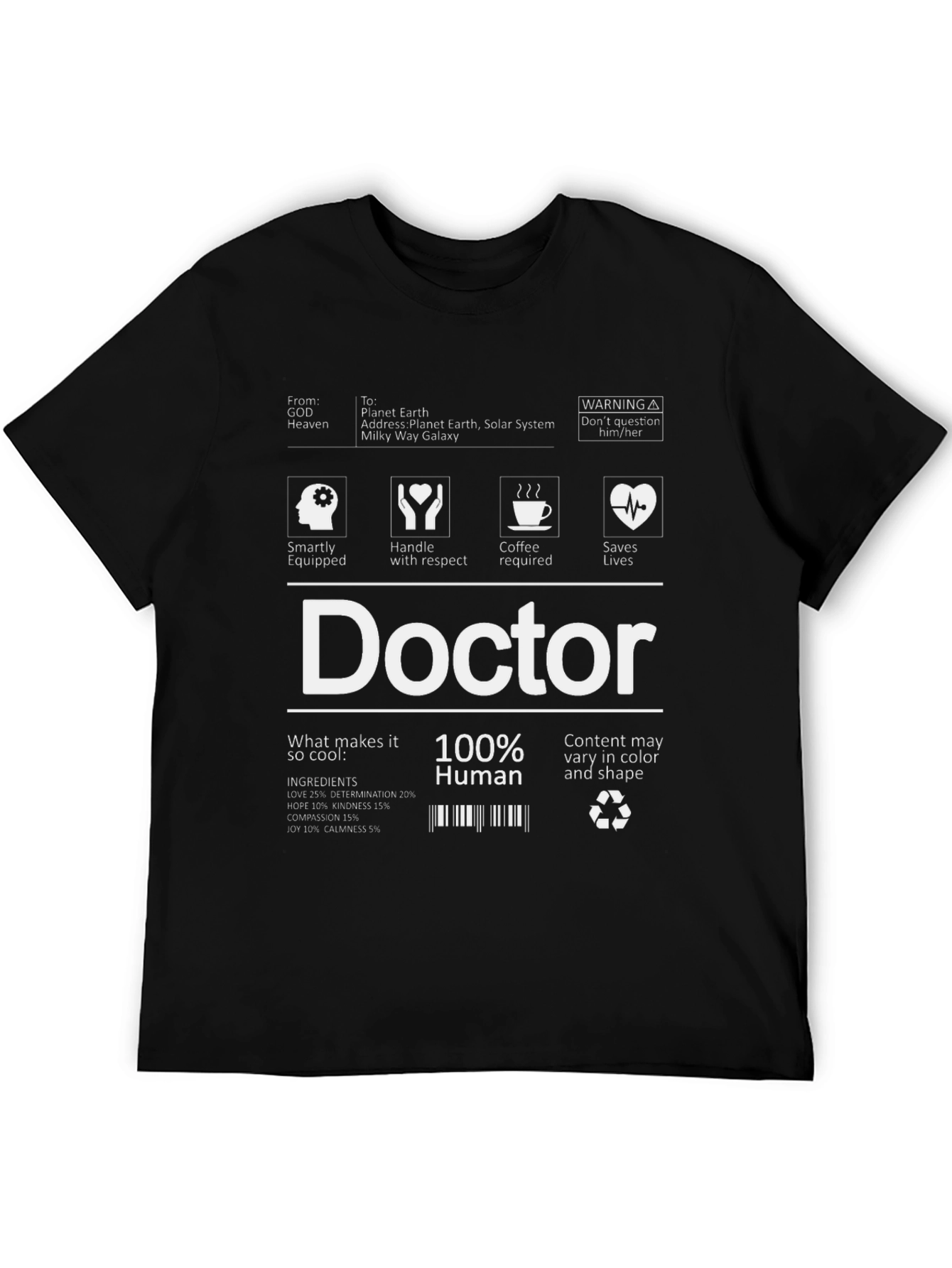 Doctor Humor T-Shirt - 100% Human
