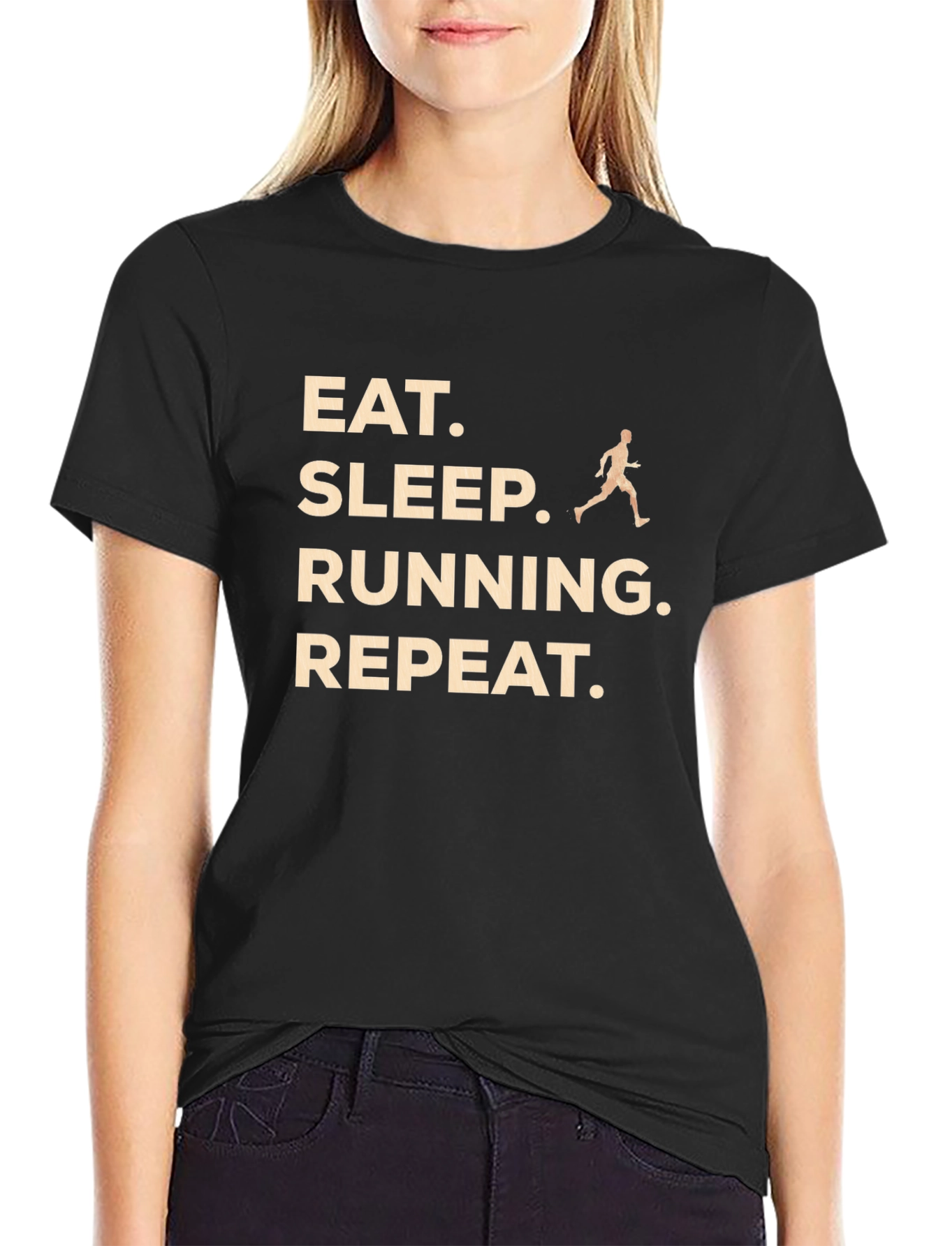 Eat Sleep Running Repeat Black Graphic T-Shirt