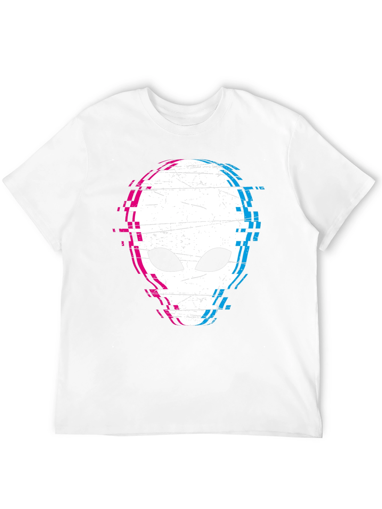 Glitch Alien Graphic Tee - Black Cotton Blend Shirt