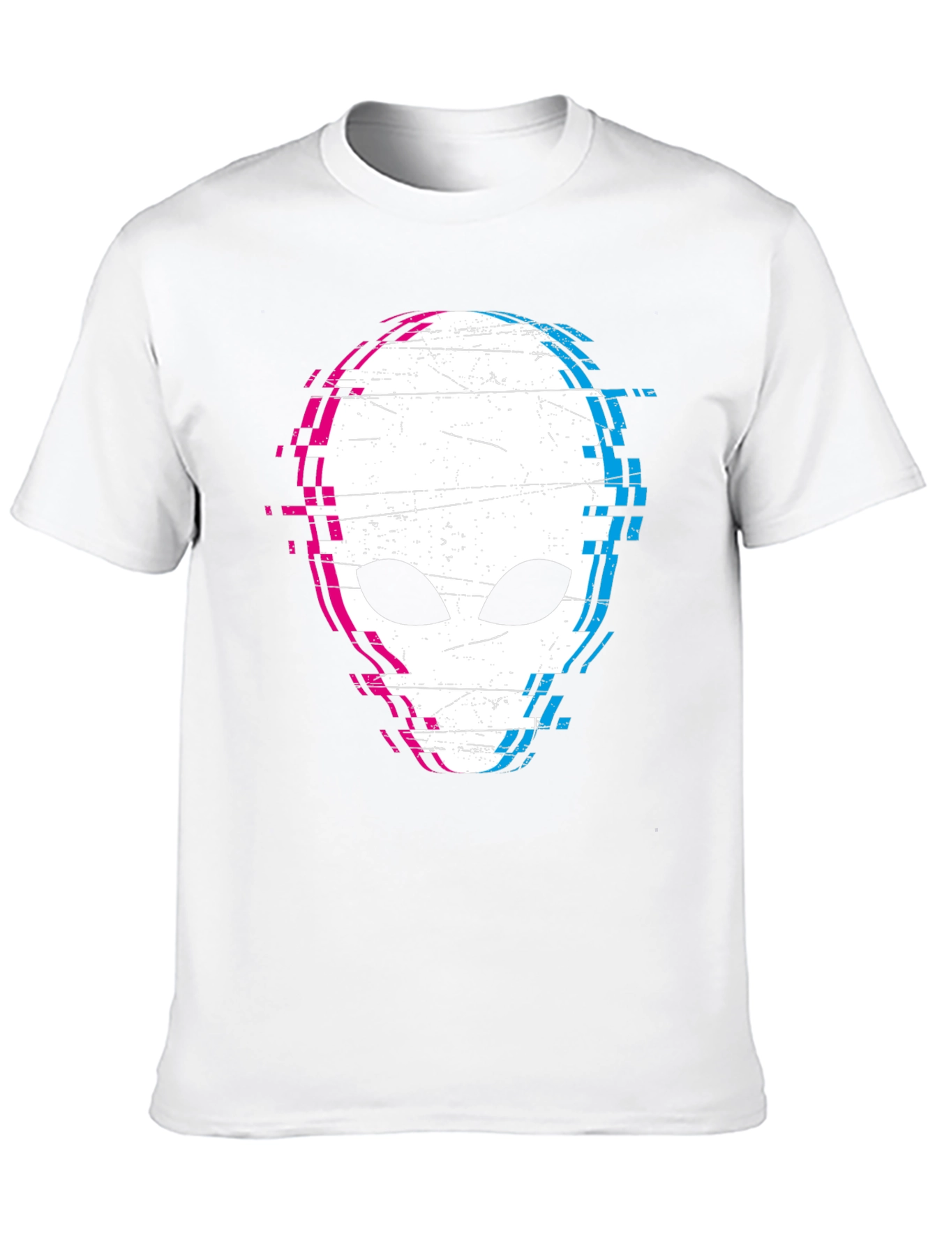 Glitch Alien Graphic Tee - Black Cotton Blend Shirt