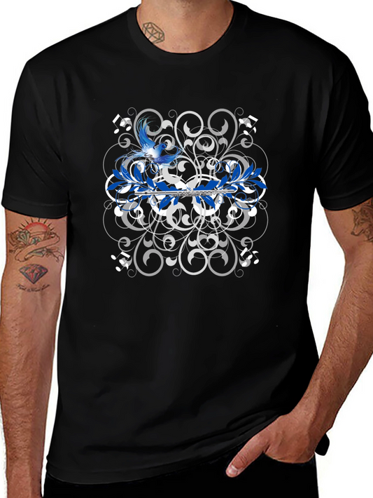 Musical Bird & Flute Graphic T-Shirt - Stylish Unisex Tee