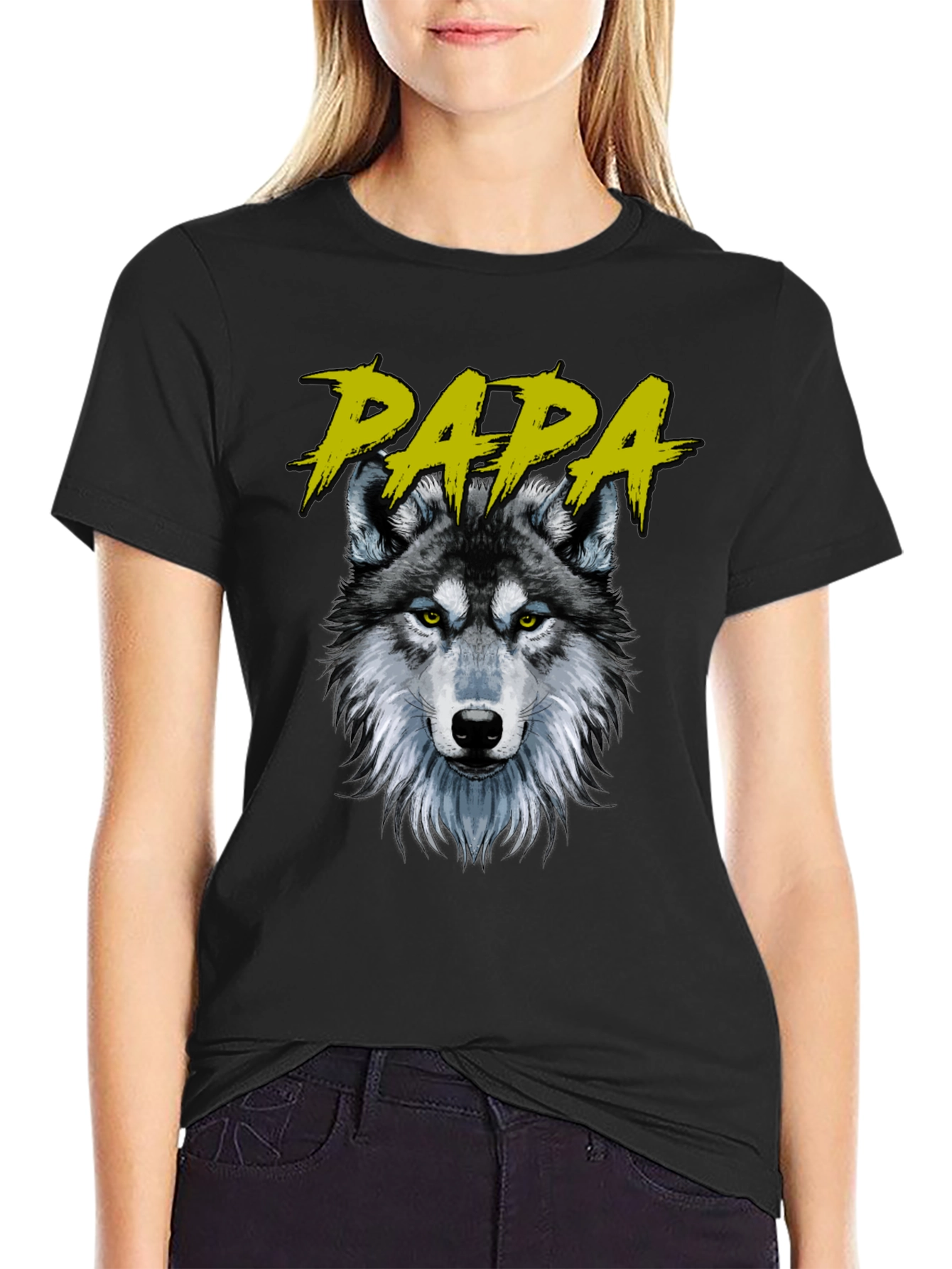 Papa Wolf Graphic T-Shirt - Black Cotton Tee