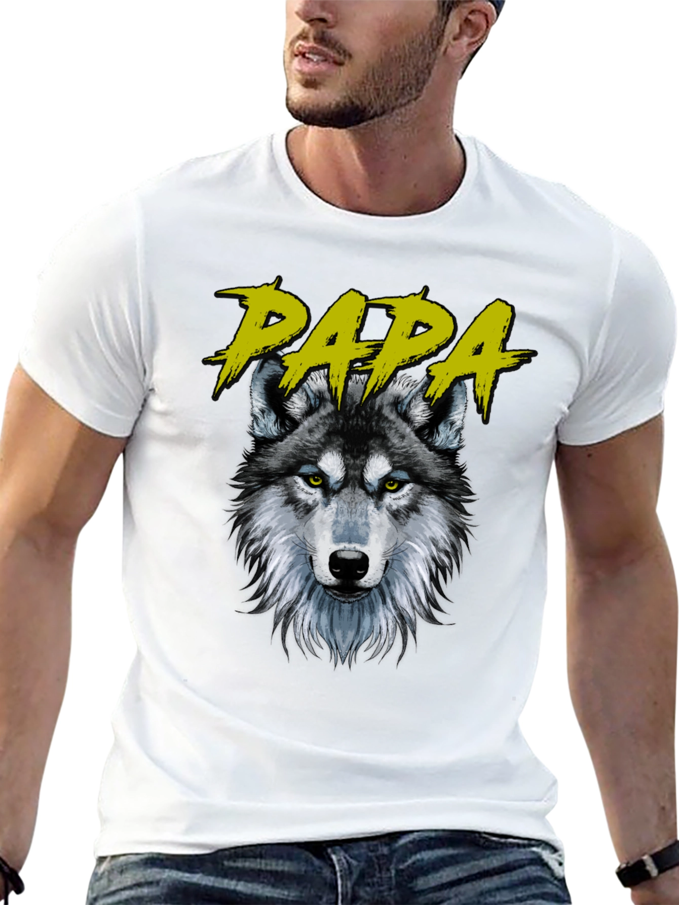 Papa Wolf Graphic T-Shirt - Black Cotton Tee