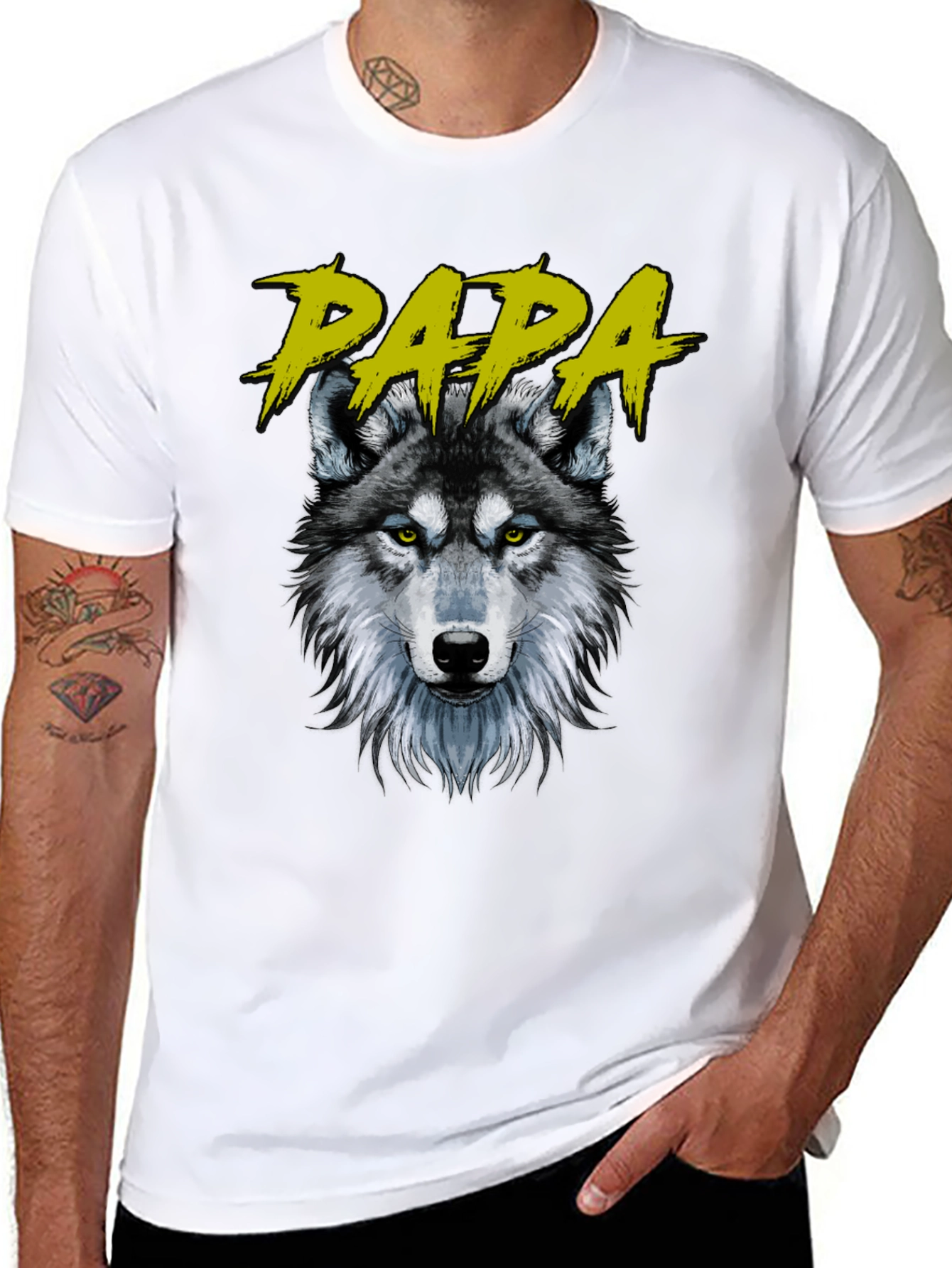 Papa Wolf Graphic T-Shirt - Black Cotton Tee