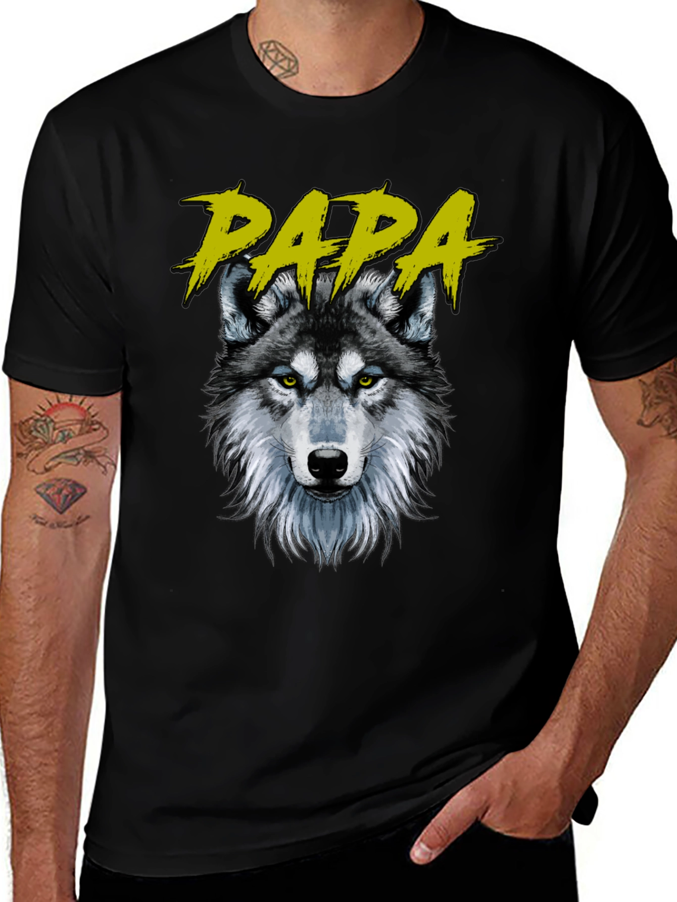 Papa Wolf Graphic T-Shirt - Black Cotton Tee