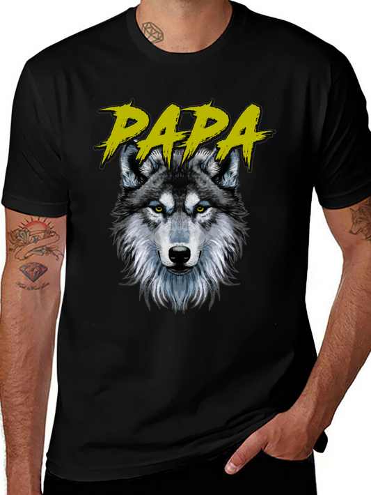 Papa Wolf Graphic T-Shirt - Black Cotton Tee