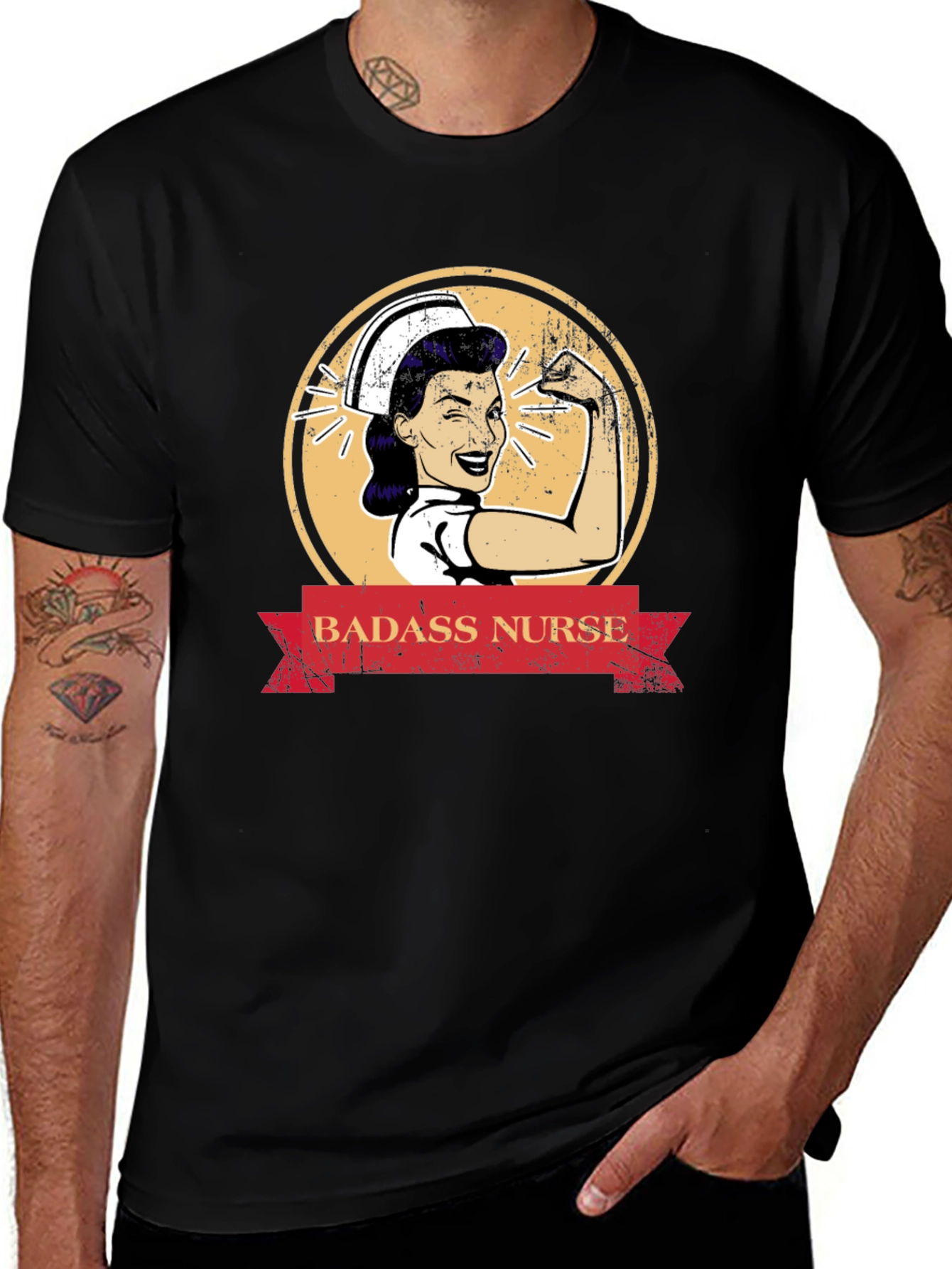 Badass Nurse Graphic Tee - Black T-Shirt