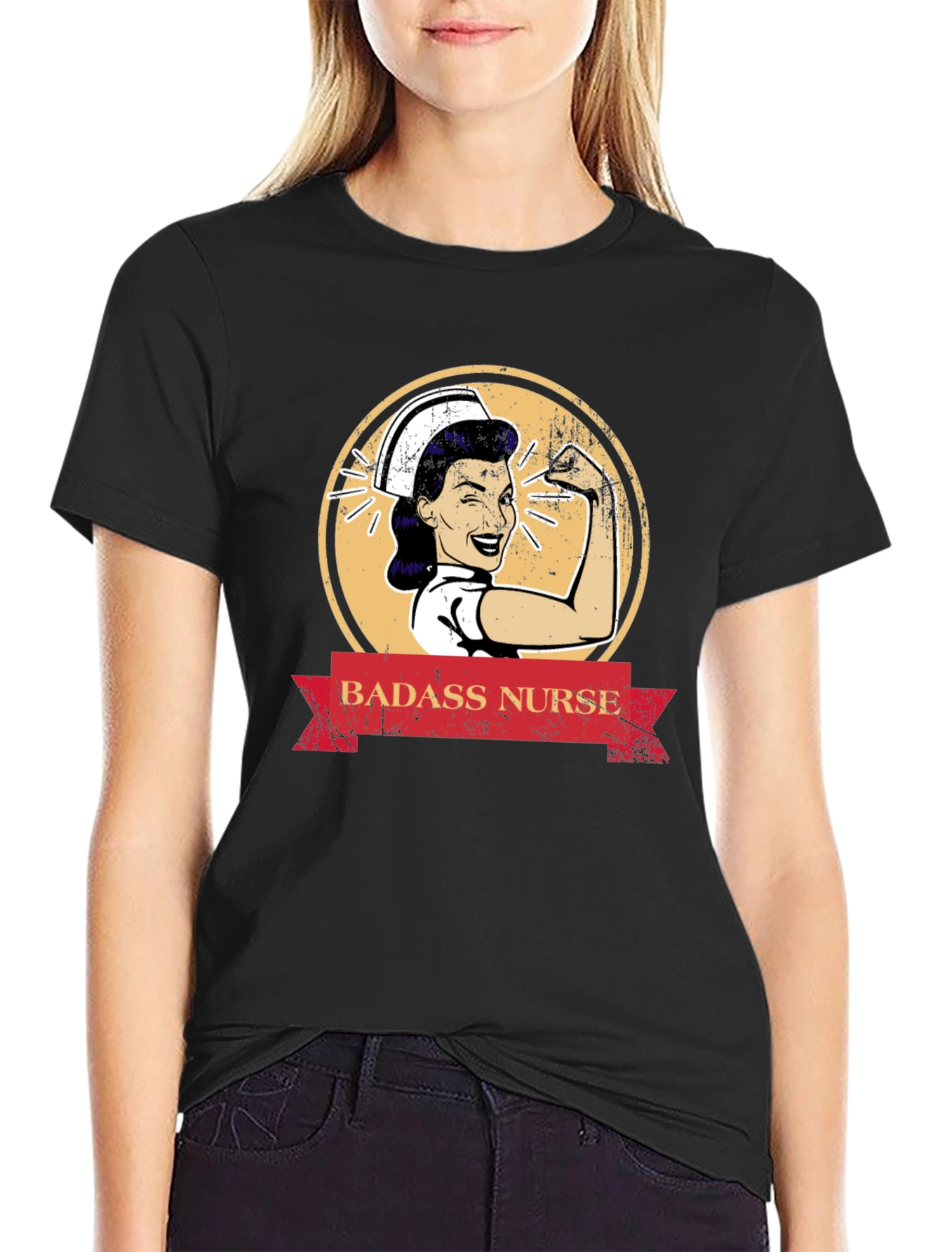 Badass Nurse Graphic Tee - Black T-Shirt