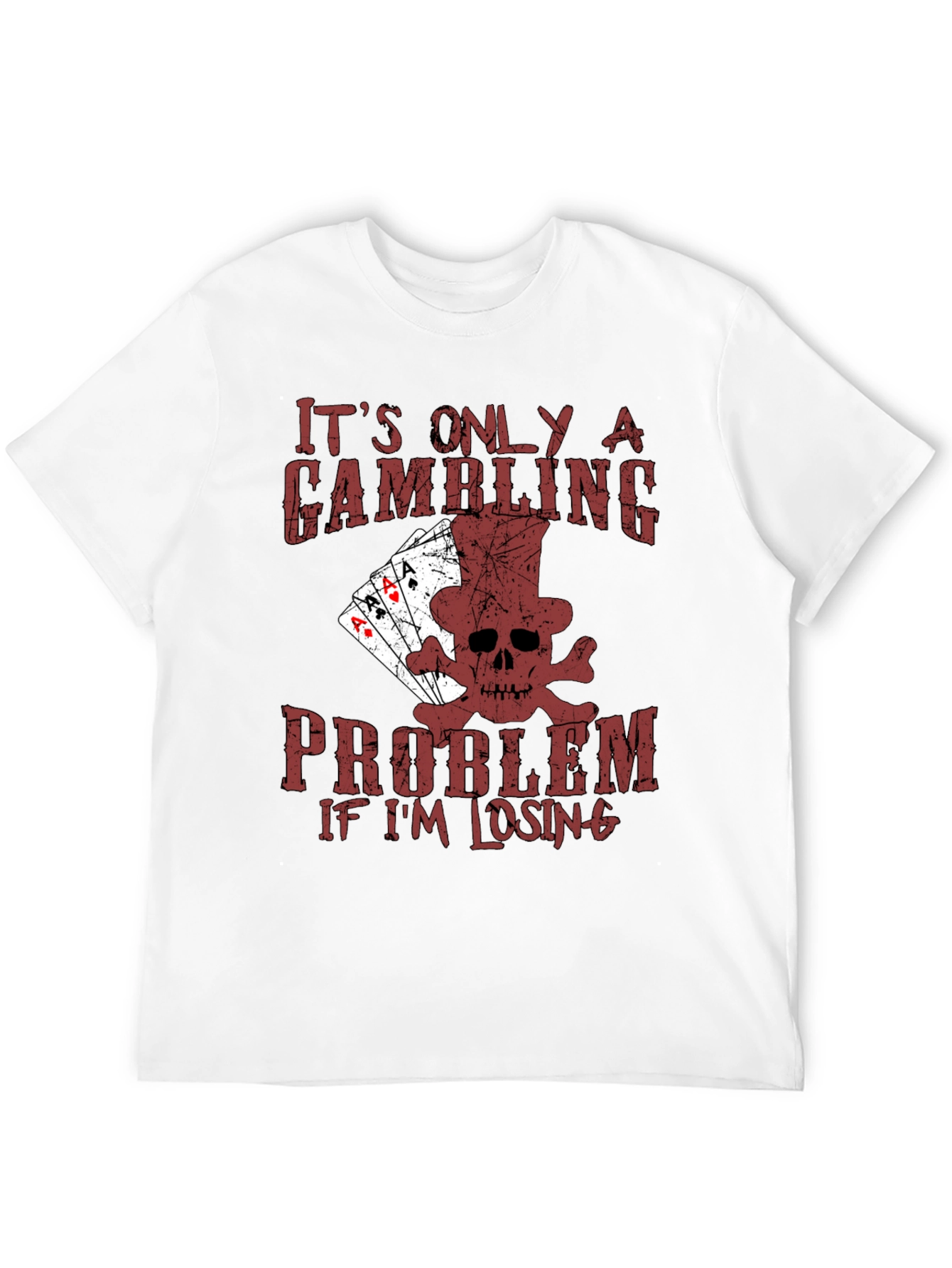 Gambling Problem Skull Graphic Tee - Funny Poker T-Shirt