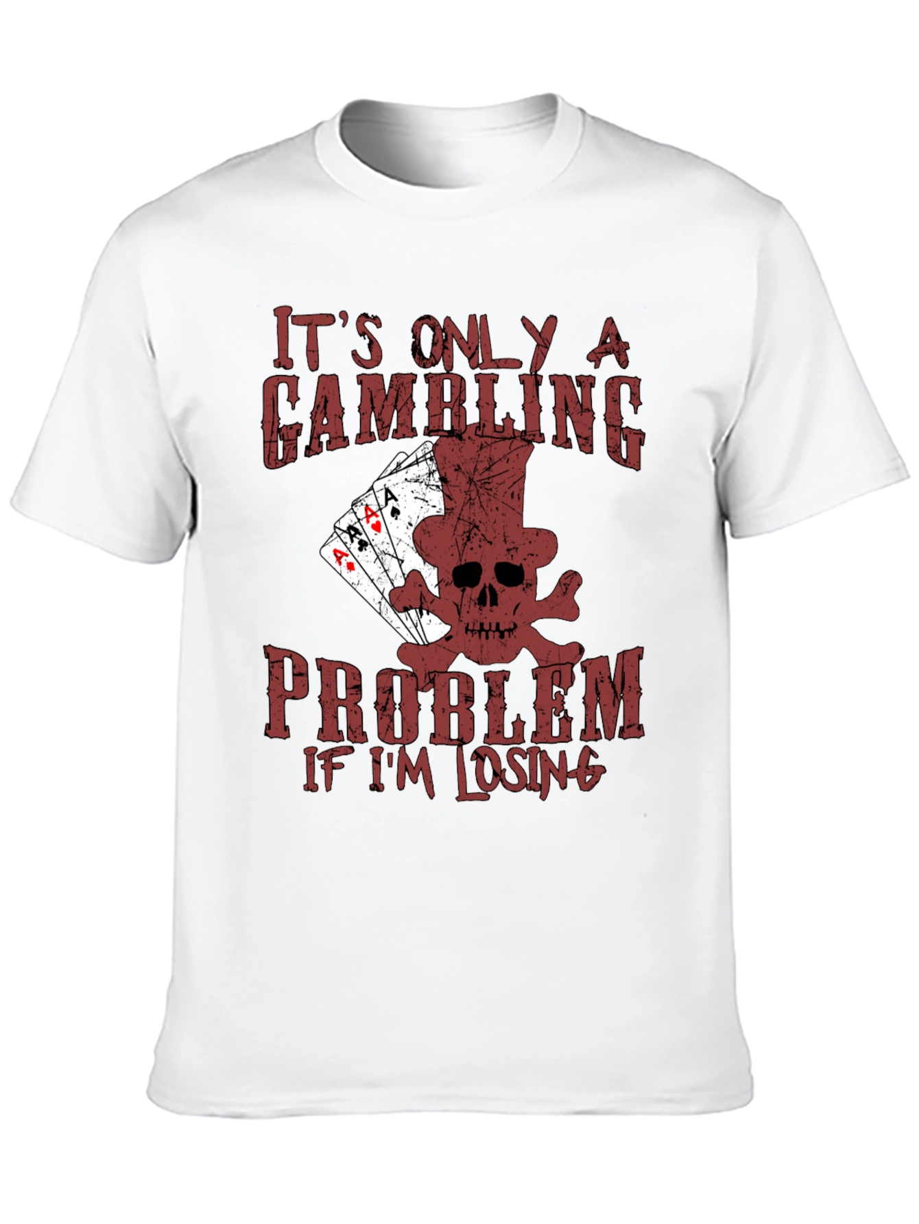 Gambling Problem Skull Graphic Tee - Funny Poker T-Shirt