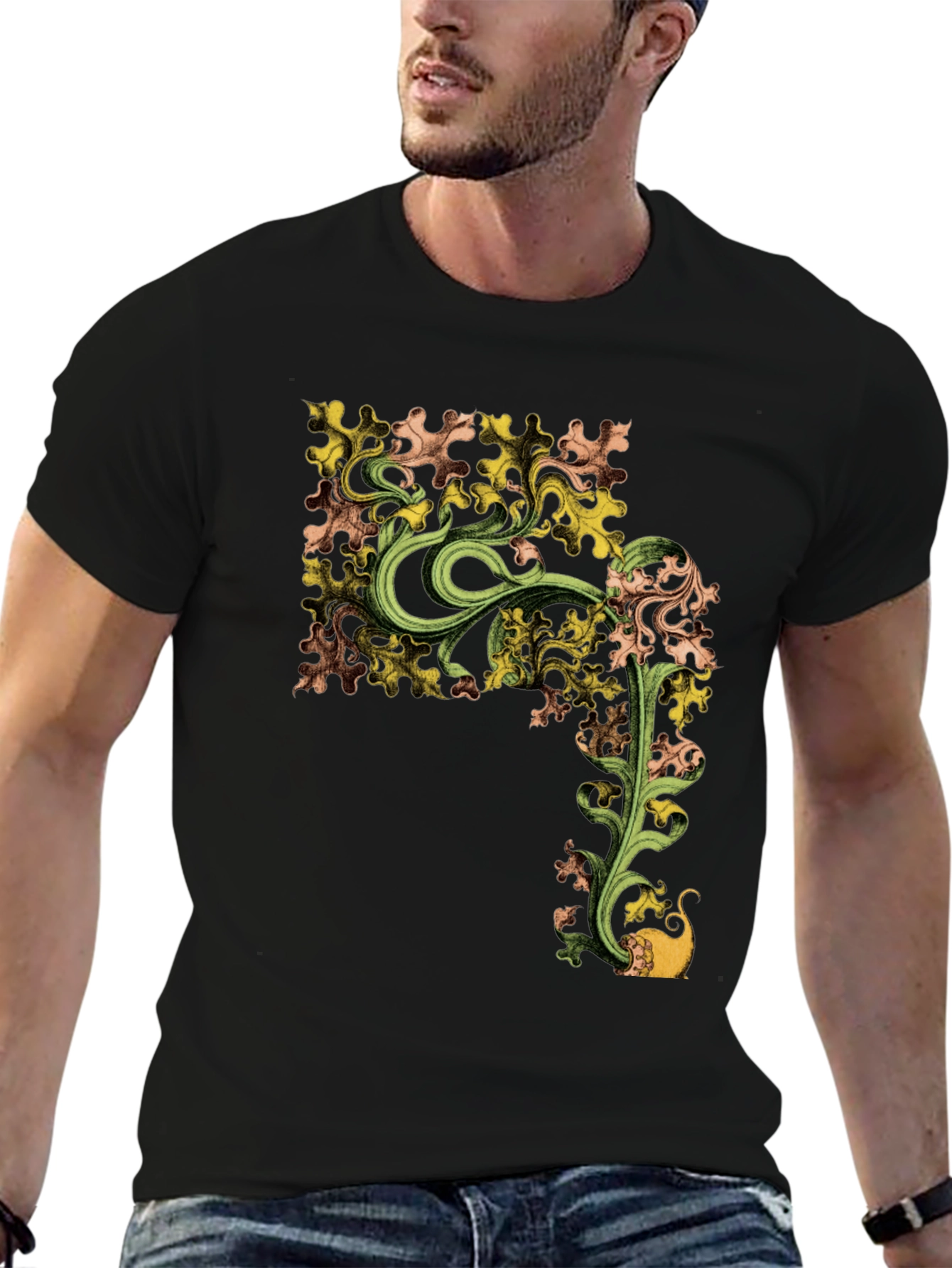 Botanical Cat Black Graphic Tee