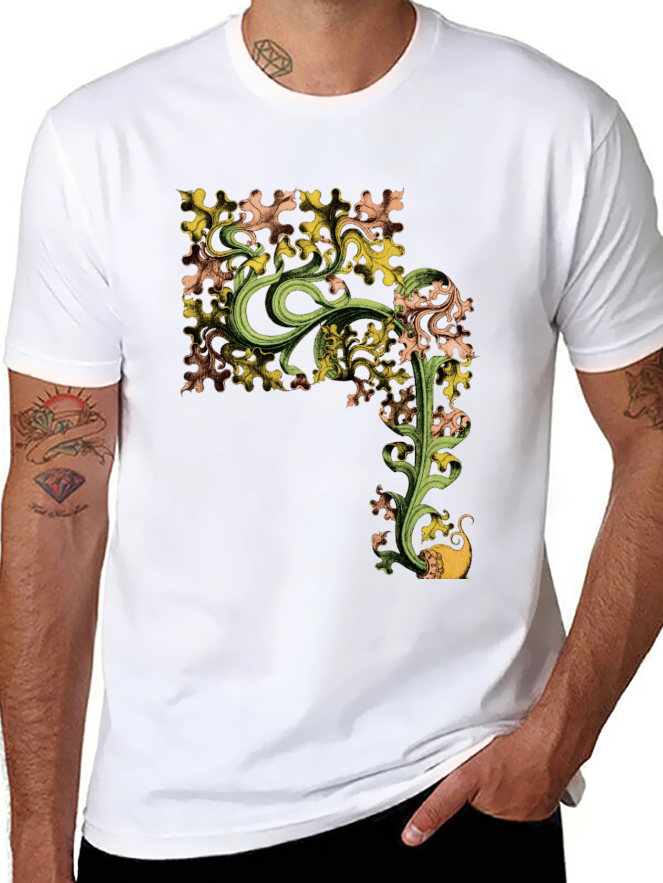 Botanical Cat Black Graphic Tee