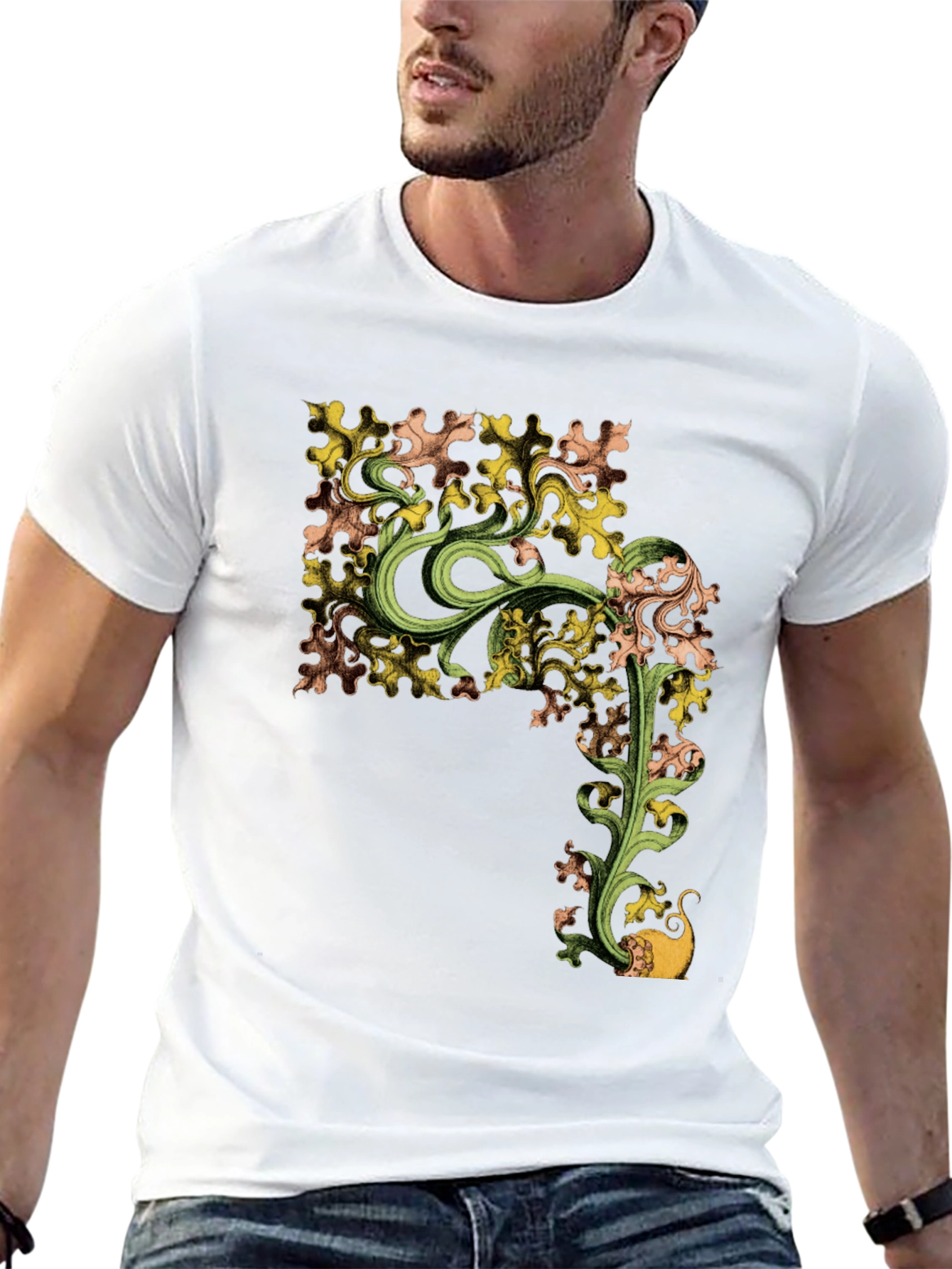 Botanical Cat Black Graphic Tee