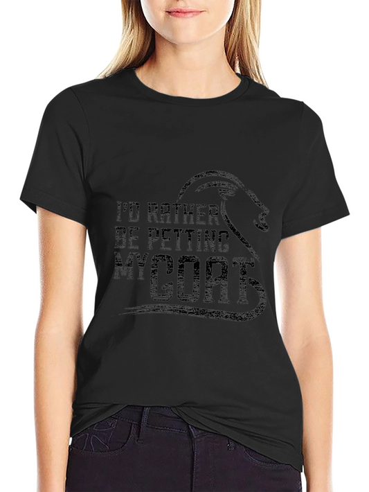 Id Rather Be Petting My Goat Mens Black T-Shirt