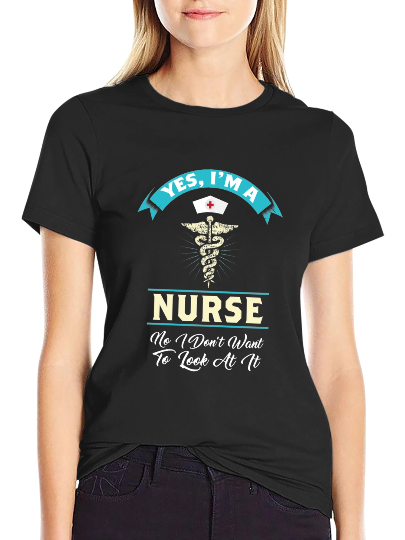 Yes Im A Nurse Funny Black T-Shirt