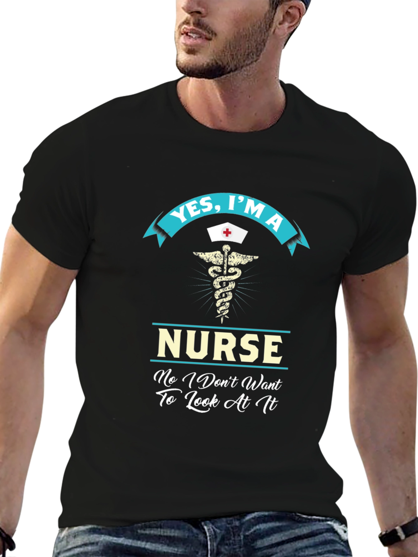 Yes Im A Nurse Funny Black T-Shirt