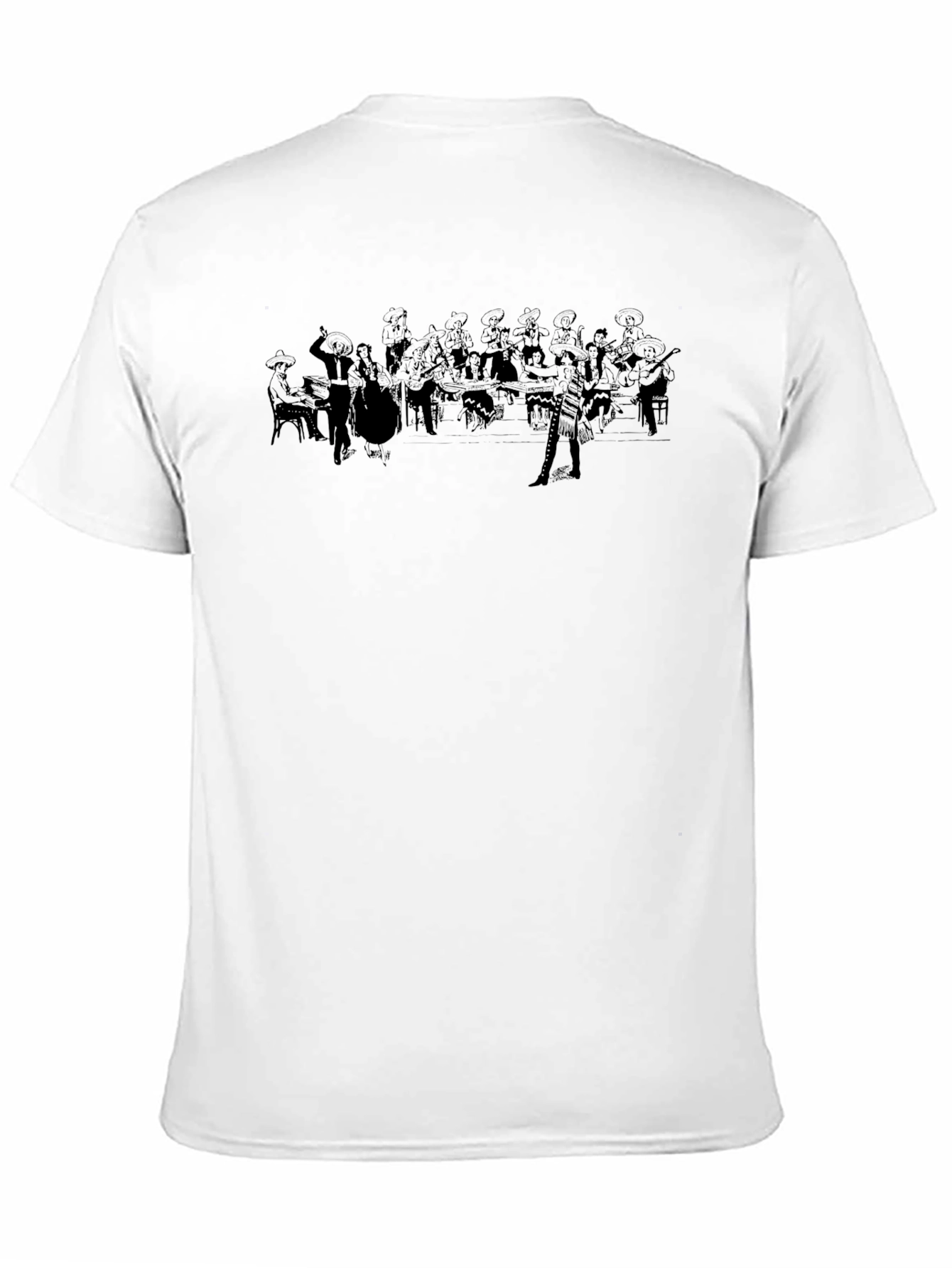 Black Graphic Tee: Mariachi Band Design