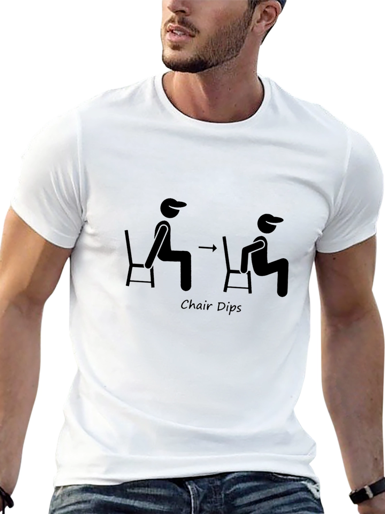 Chair Dips Exercise Graphic Tee - Black