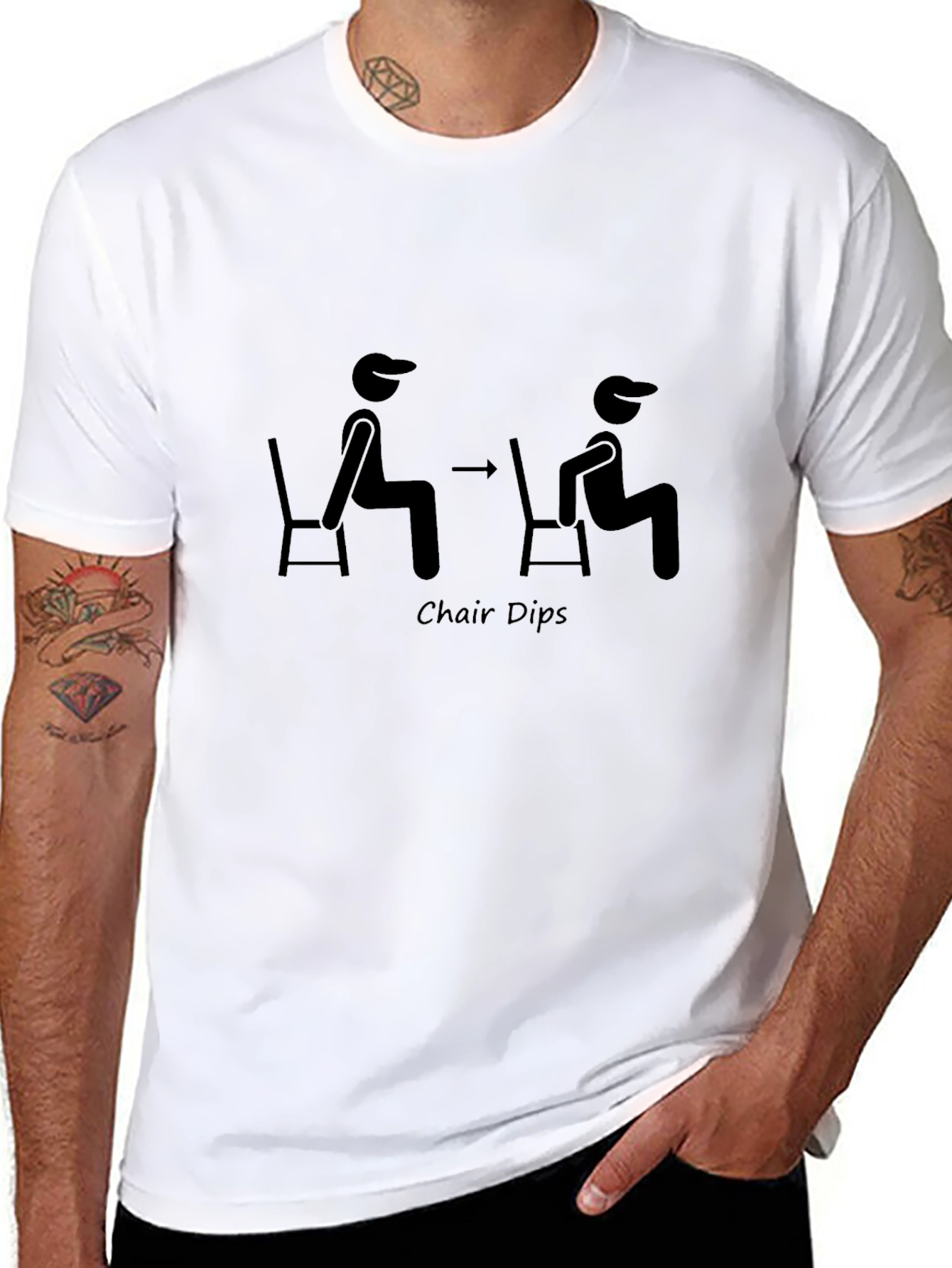 Chair Dips Exercise Graphic Tee - Black