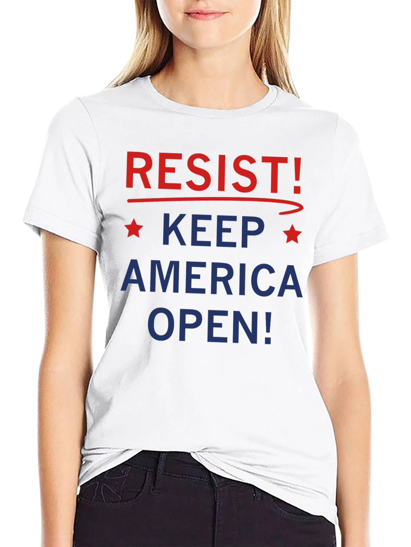 Resist! Keep America Open Black Graphic T-Shirt