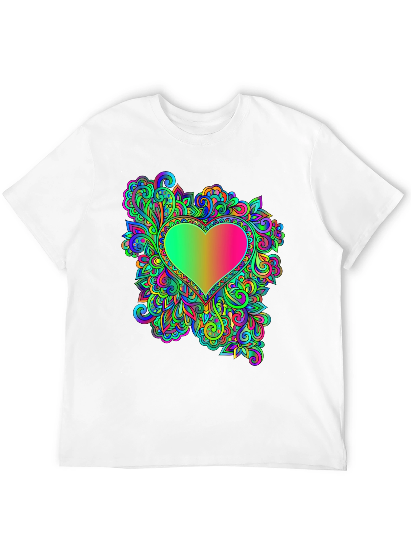 Psychedelic Heart Graphic Tee - Black