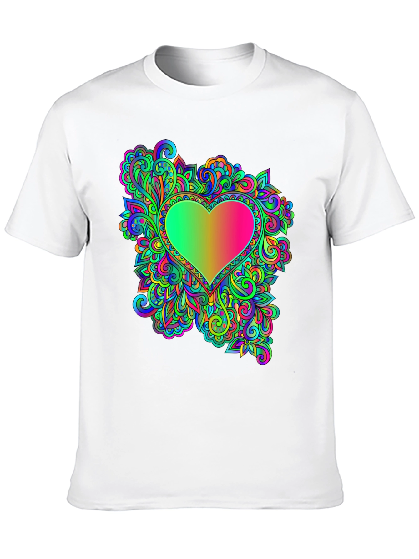 Psychedelic Heart Graphic Tee - Black