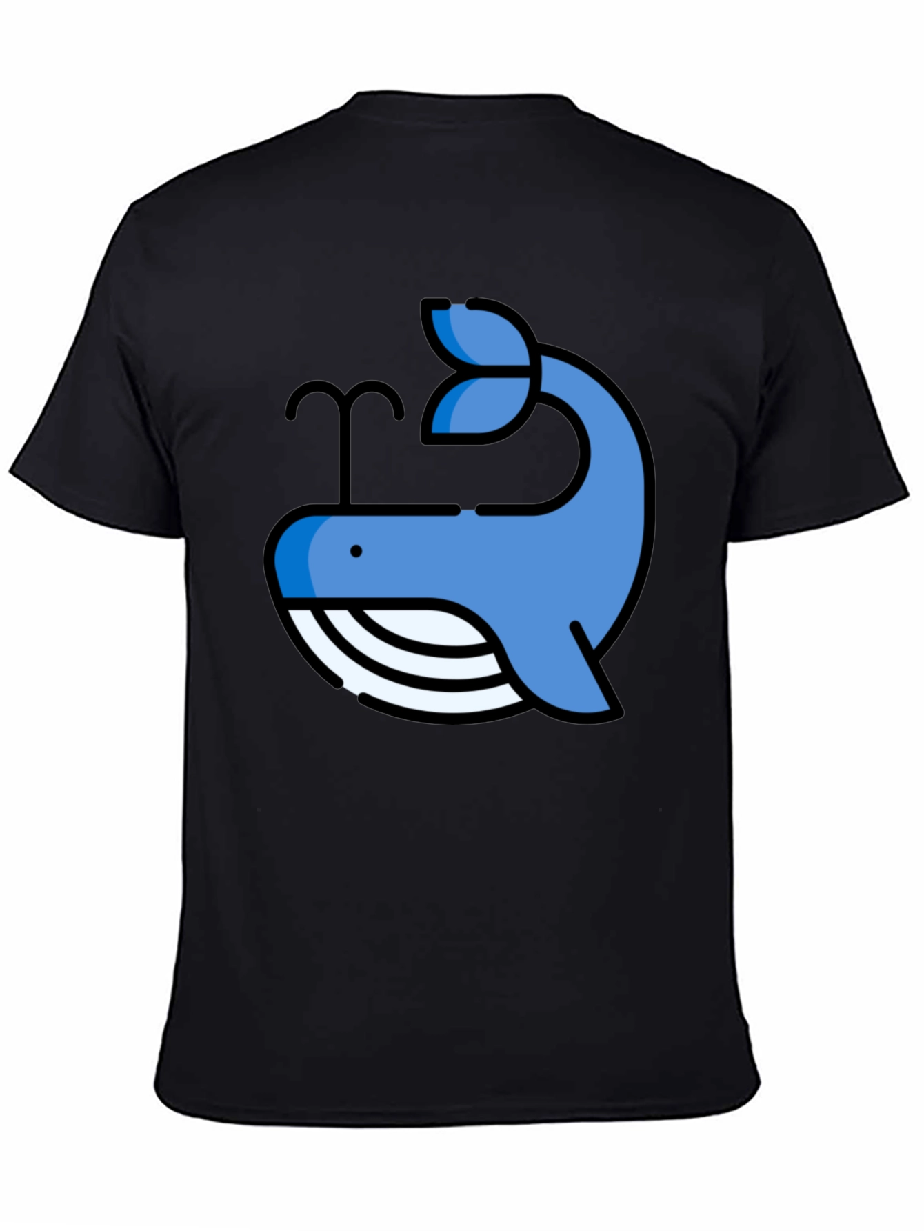 Whale Graphic Print Tee - Casual Black T-Shirt