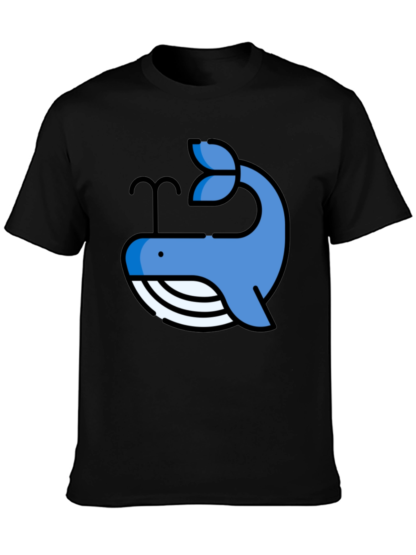 Whale Graphic Print Tee - Casual Black T-Shirt