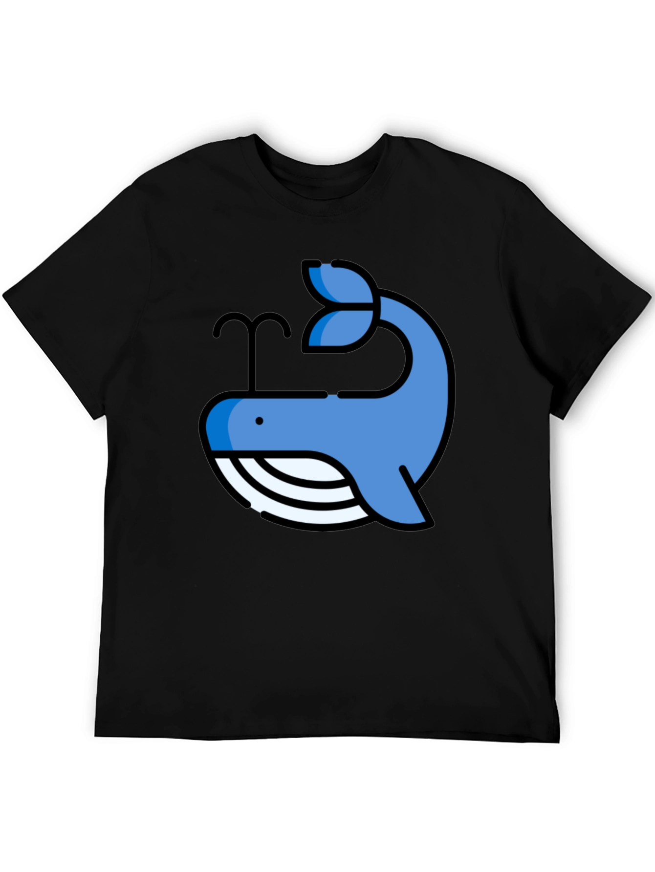 Whale Graphic Print Tee - Casual Black T-Shirt