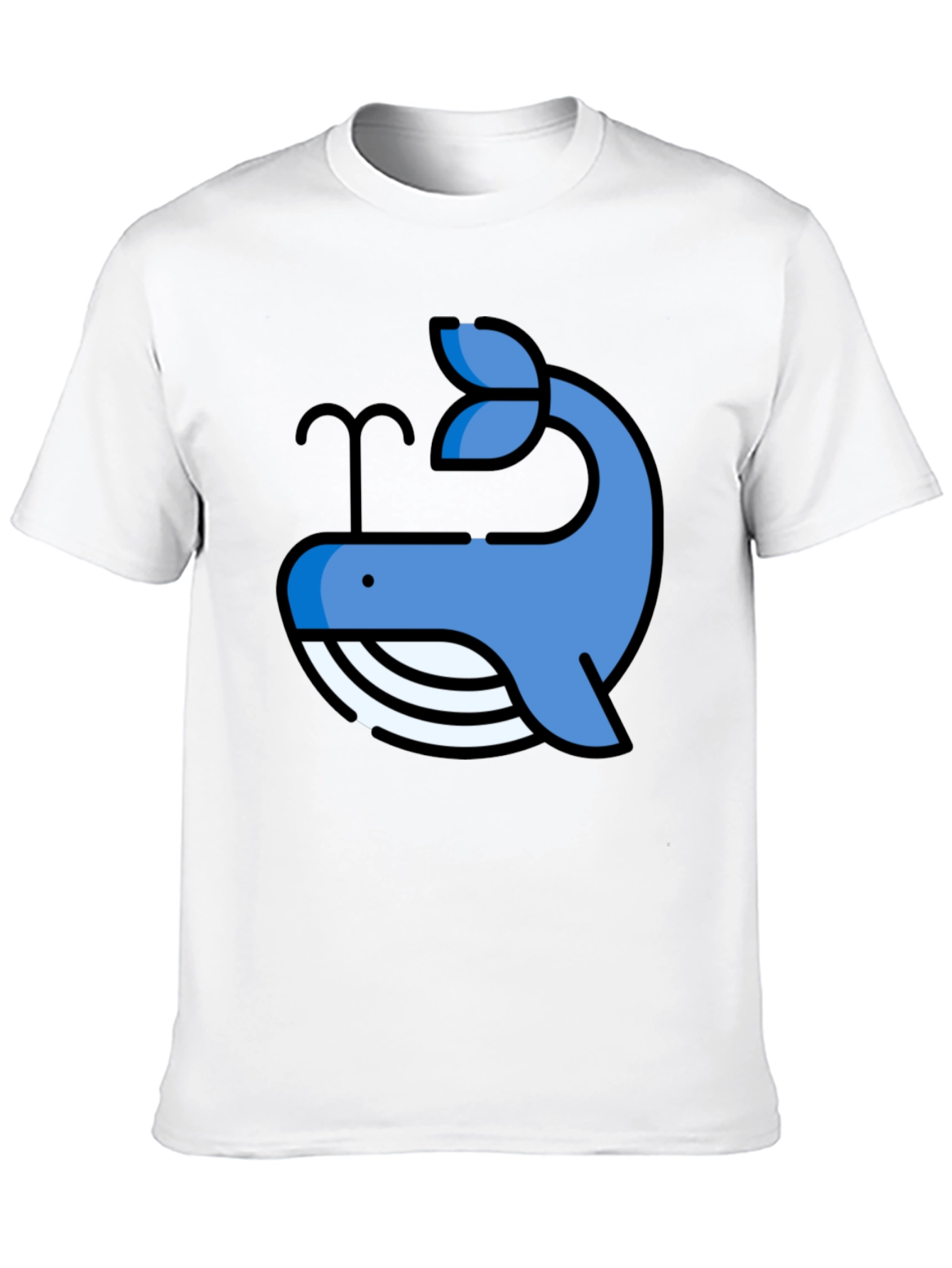 Whale Graphic Print Tee - Casual Black T-Shirt