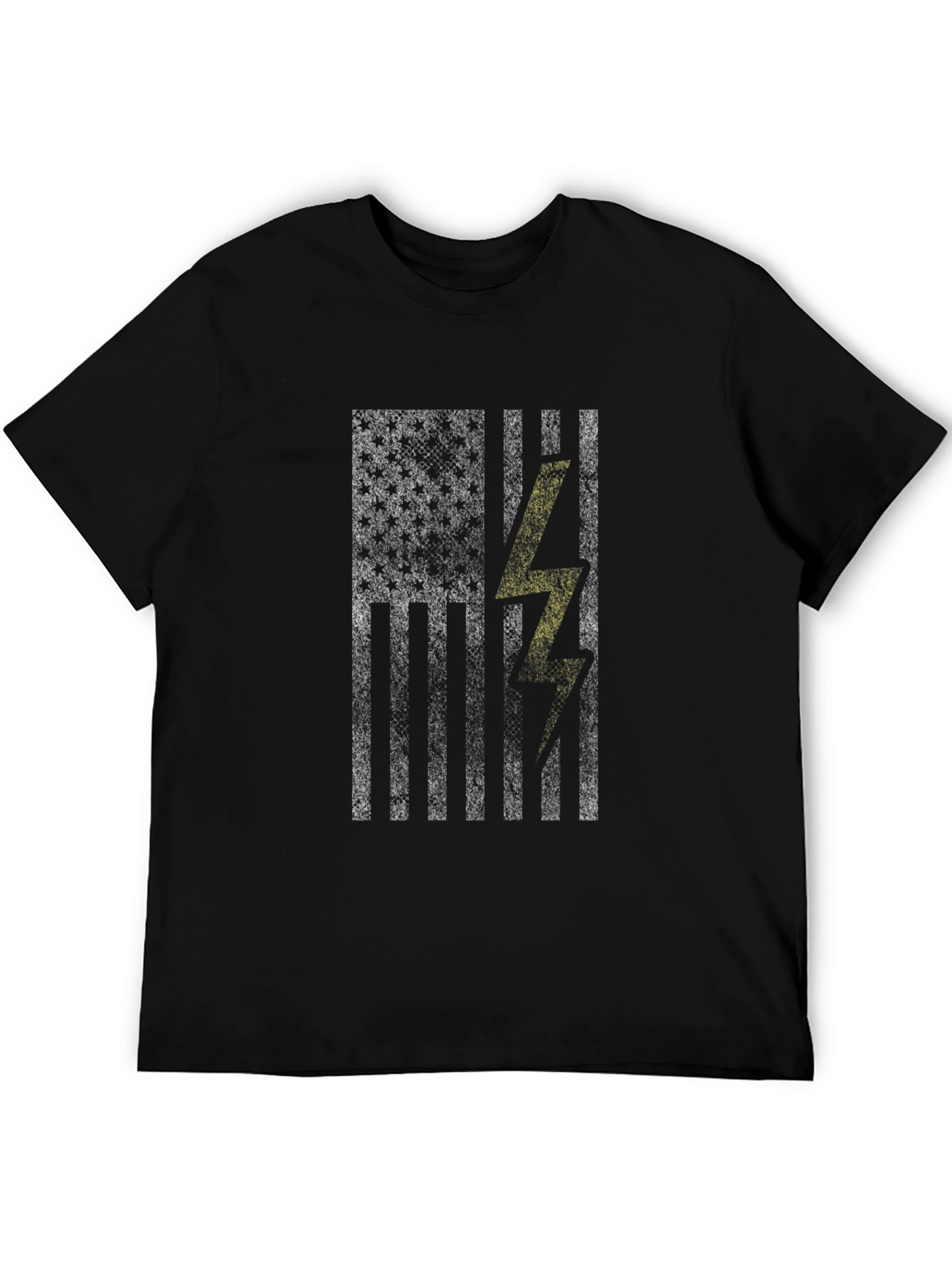 American Flag Lightning Bolt Graphic Tee - Black
