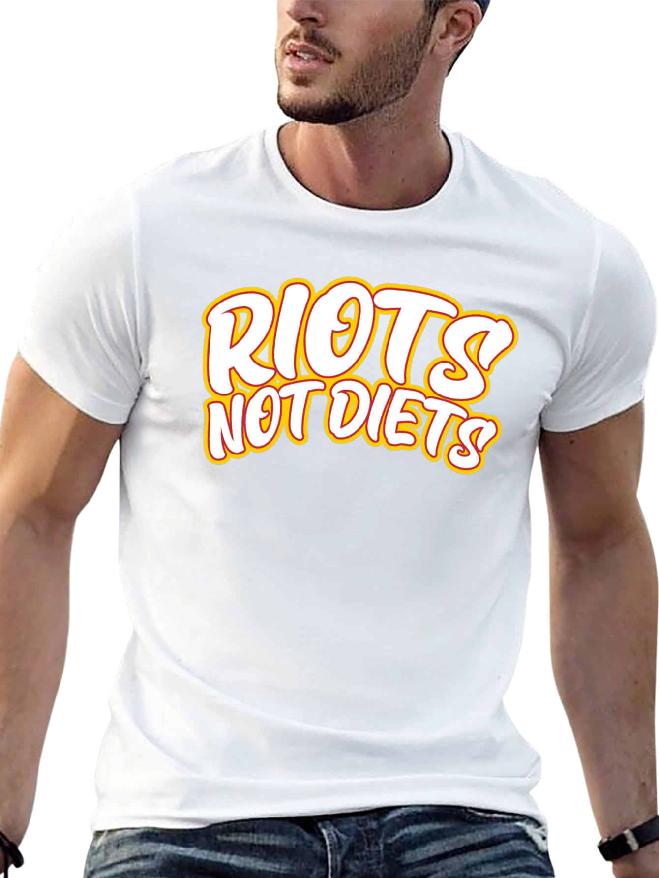 Riots Not Diets Black Graphic Tee - Slogan T-Shirt