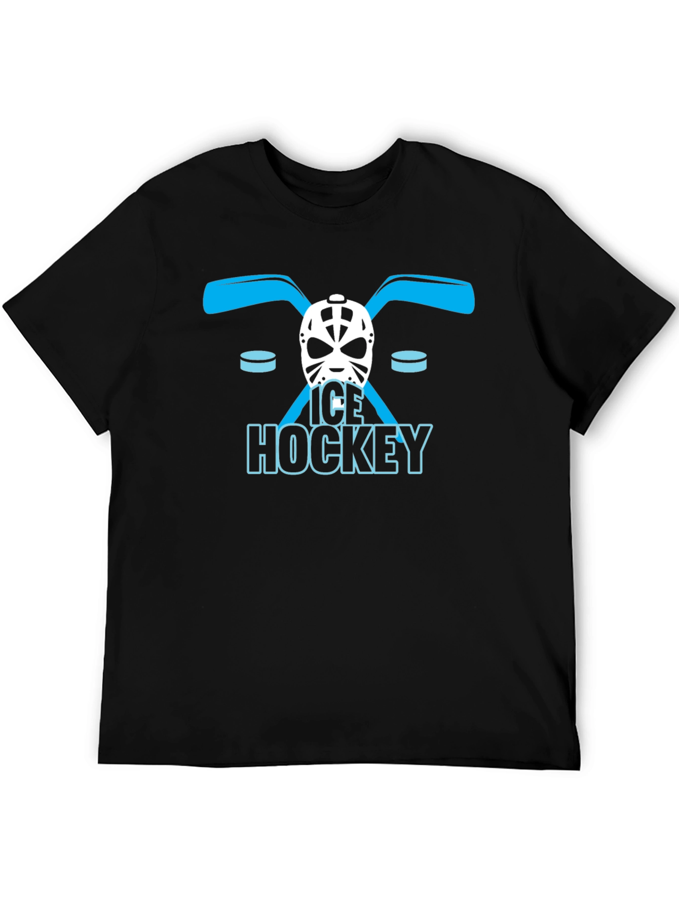 Ice Hockey Graphic Tee - Black Cotton T-Shirt