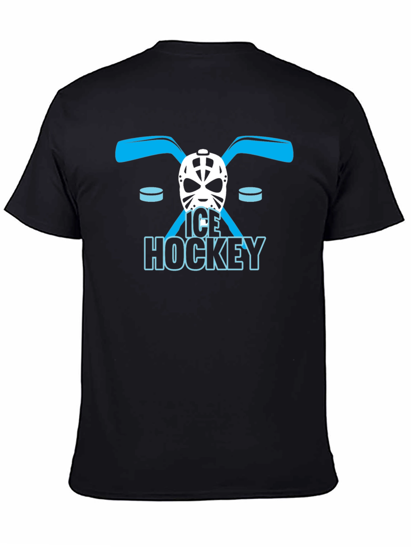 Ice Hockey Graphic Tee - Black Cotton T-Shirt