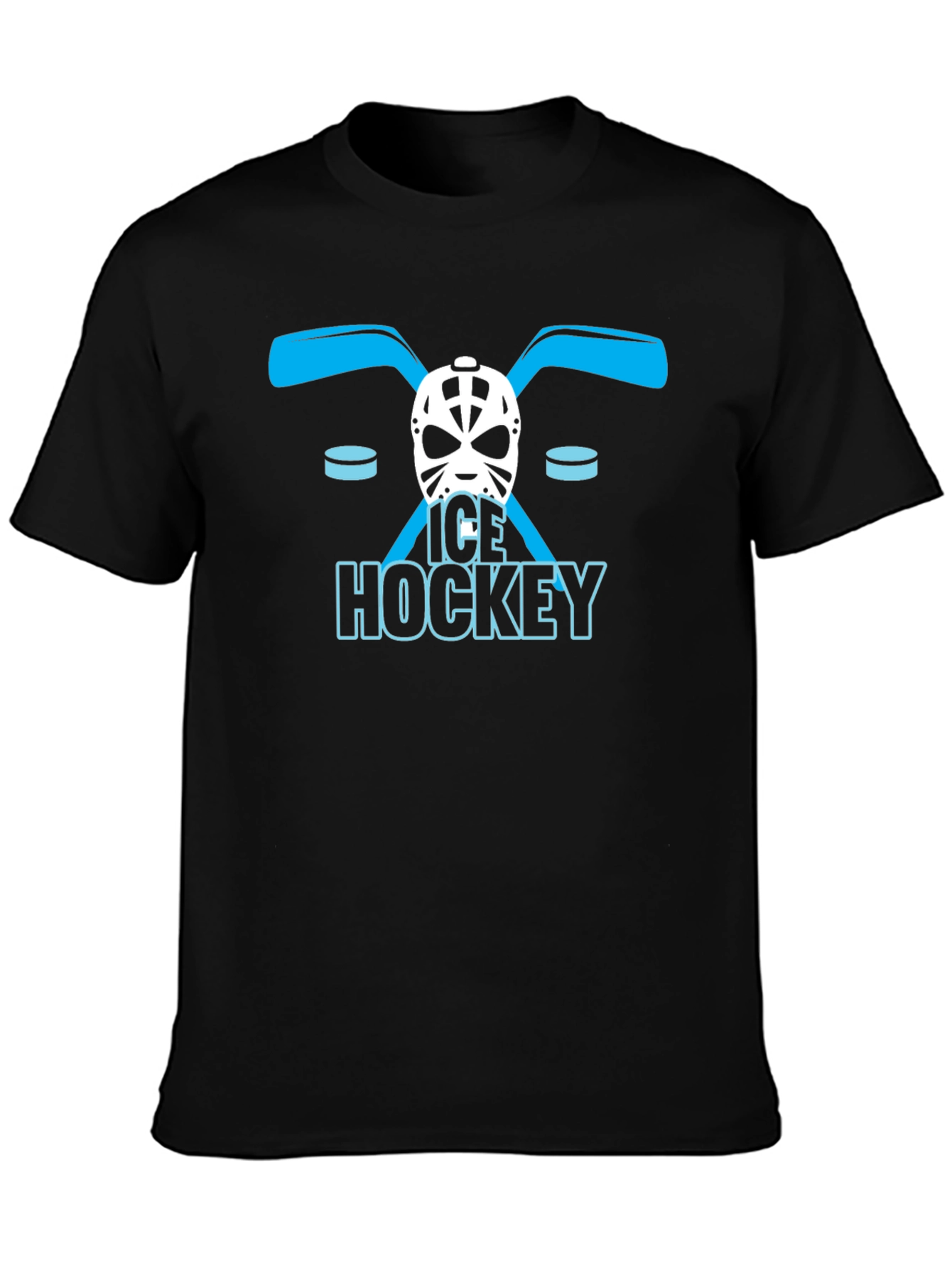 Ice Hockey Graphic Tee - Black Cotton T-Shirt