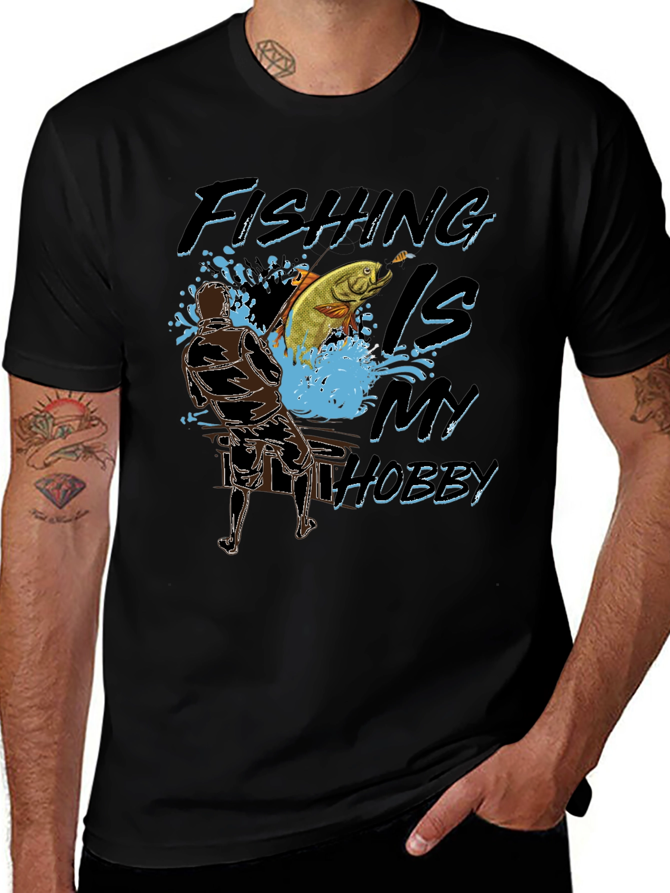 Fishing Is My Hobby Black T-Shirt