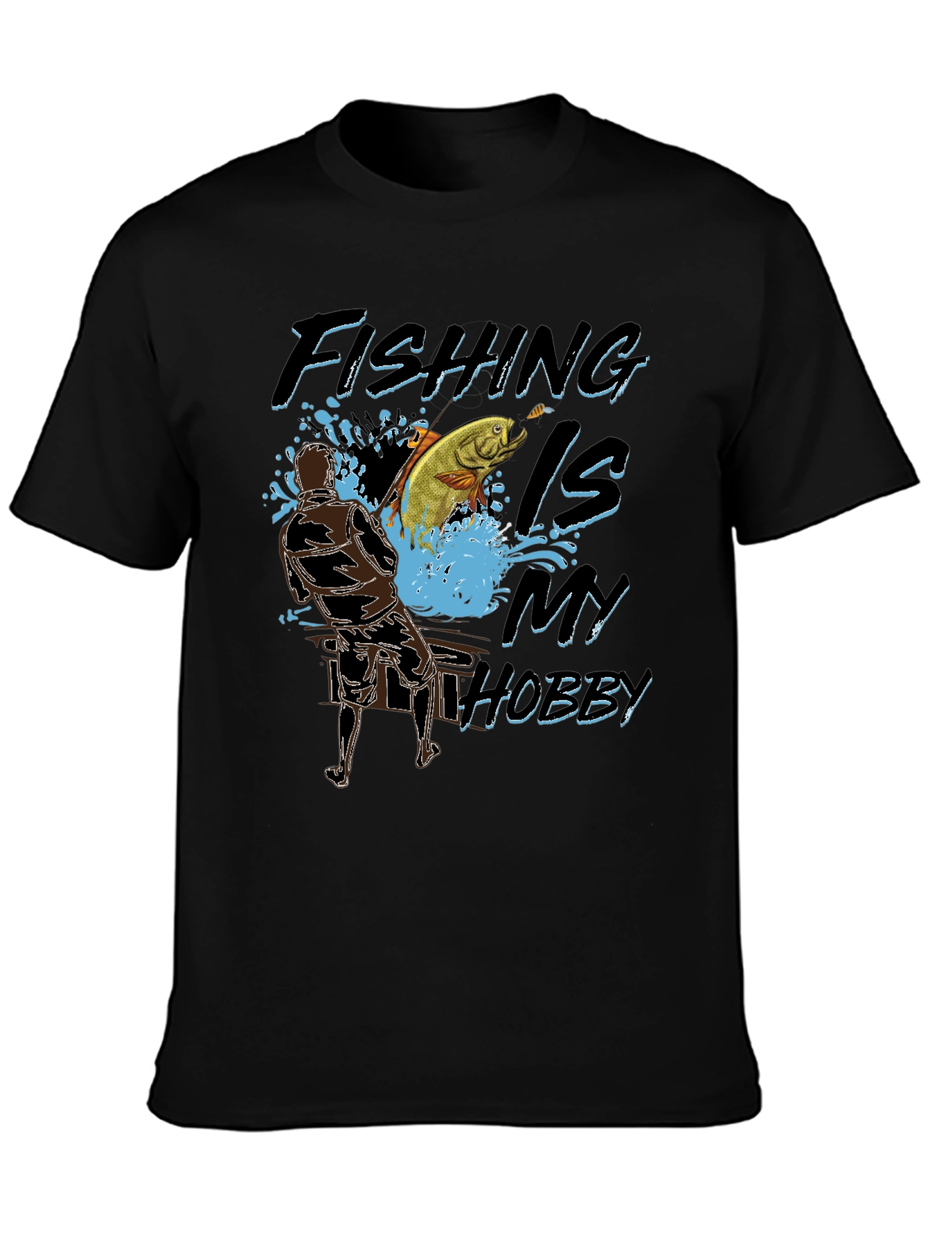 Fishing Is My Hobby Black T-Shirt