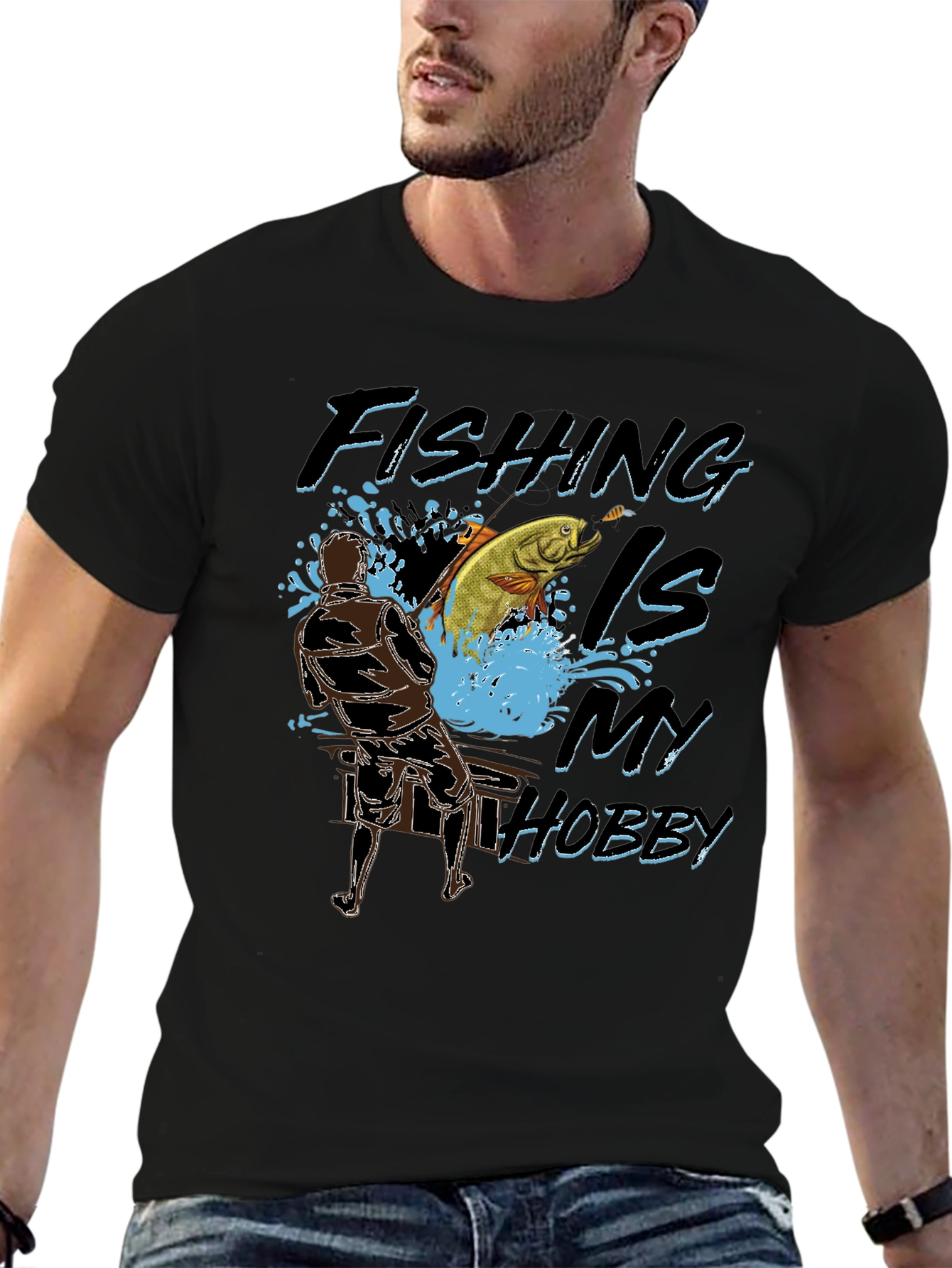 Fishing Is My Hobby Black T-Shirt