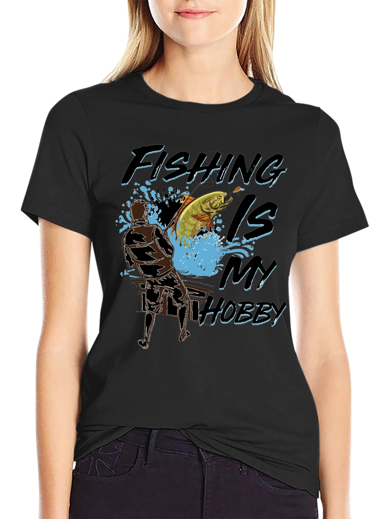 Fishing Is My Hobby Black T-Shirt