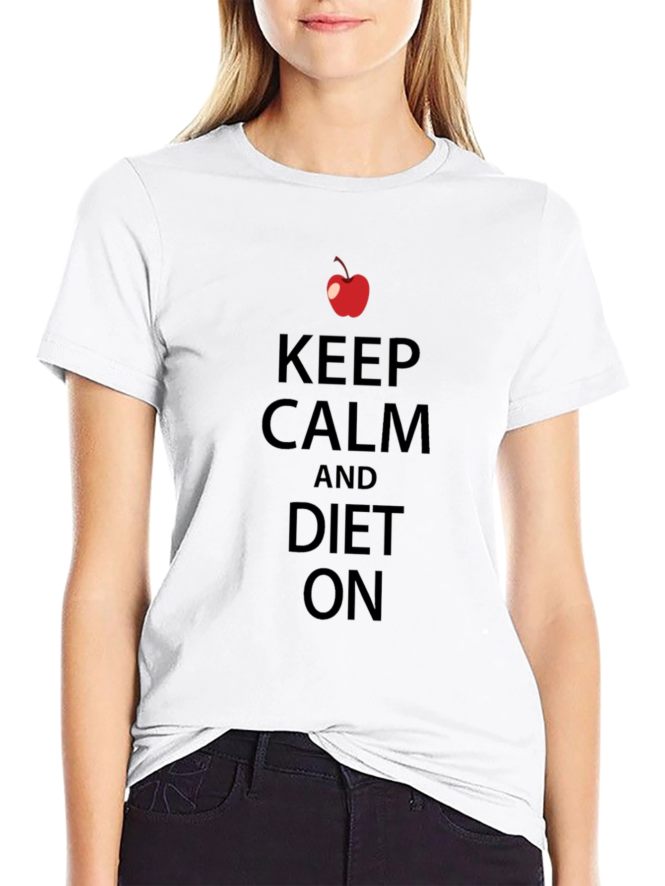 Keep Calm and Diet On Graphic Tee - Black