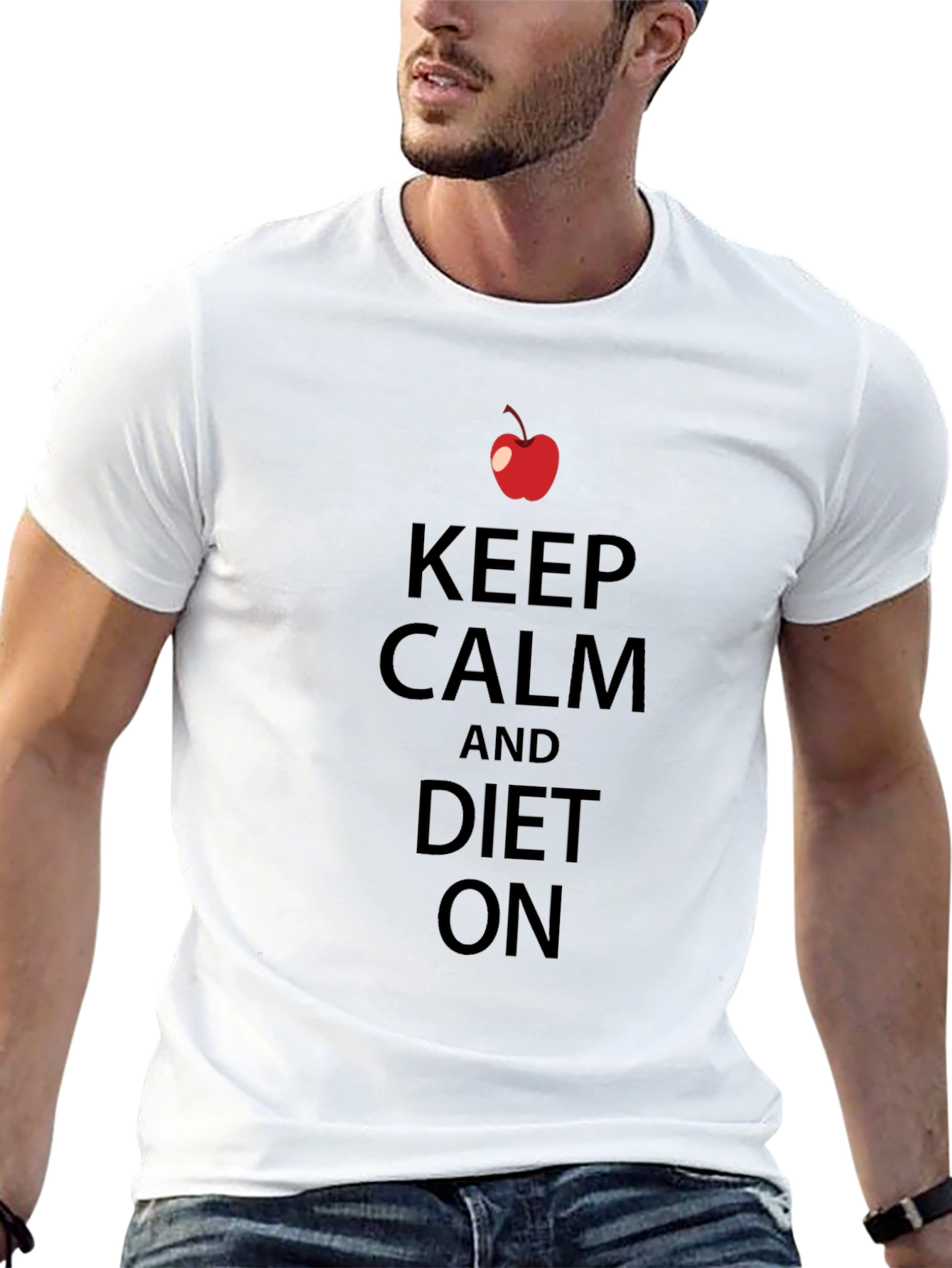 Keep Calm and Diet On Graphic Tee - Black