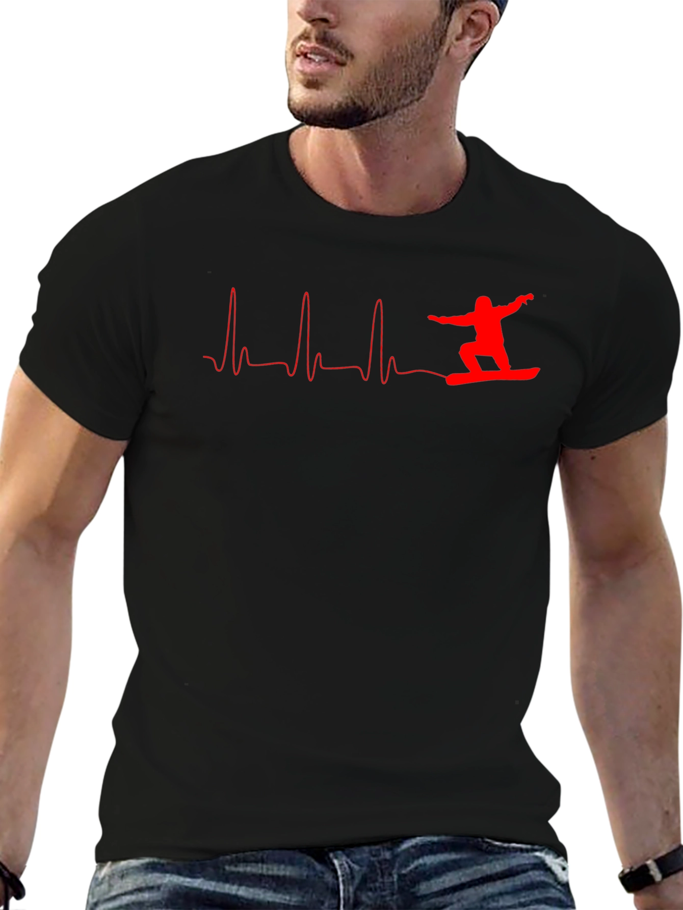 Snowboard Heartbeat Graphic T-Shirt