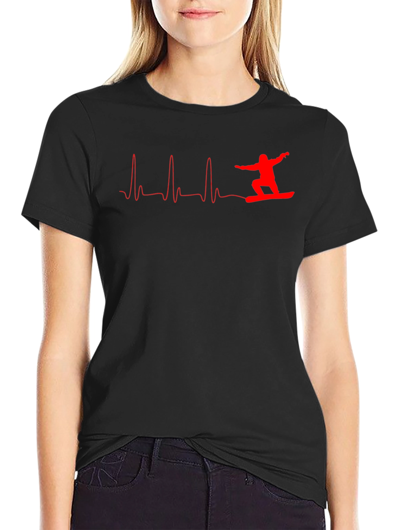 Snowboard Heartbeat Graphic T-Shirt