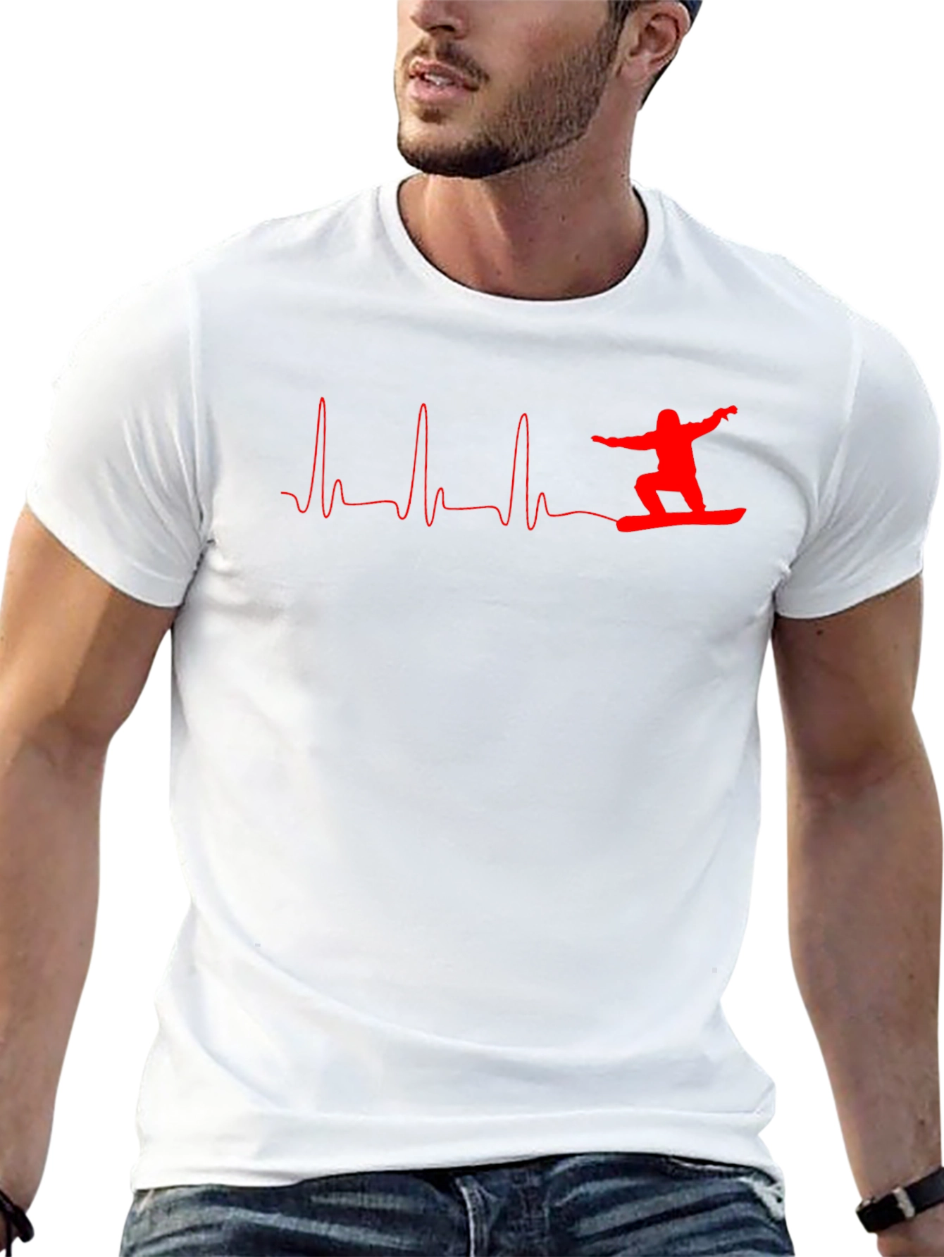 Snowboard Heartbeat Graphic T-Shirt