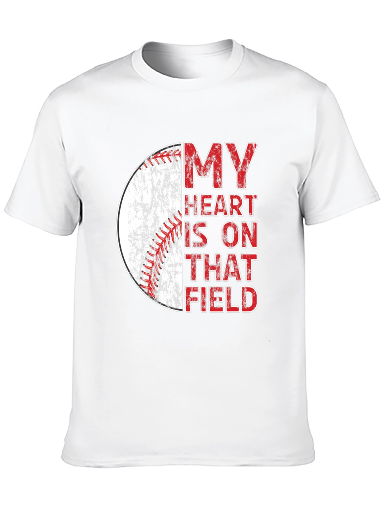 Baseball Heart Field Graphic Tee - Black Cotton