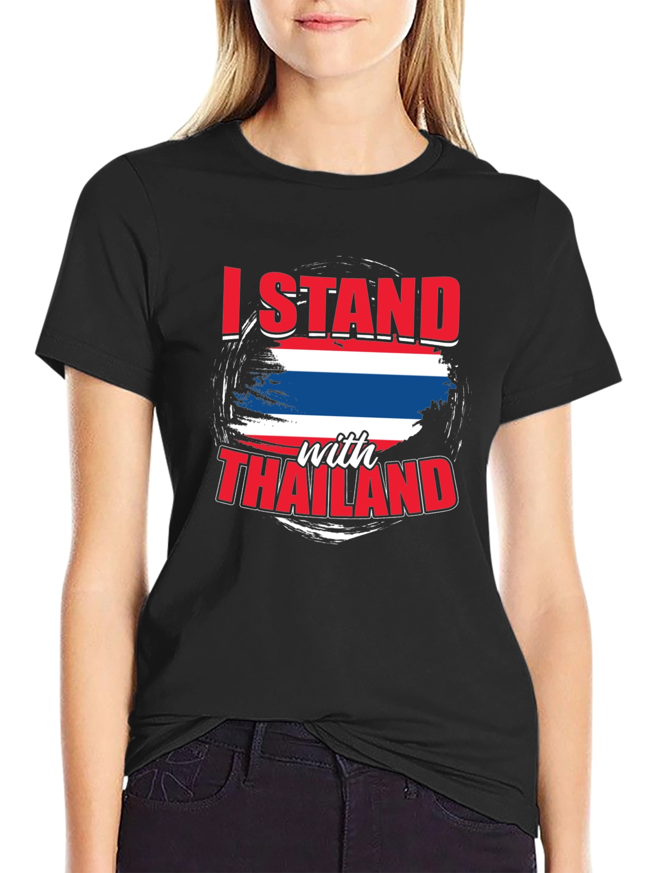 I Stand With Thailand Black T-Shirt