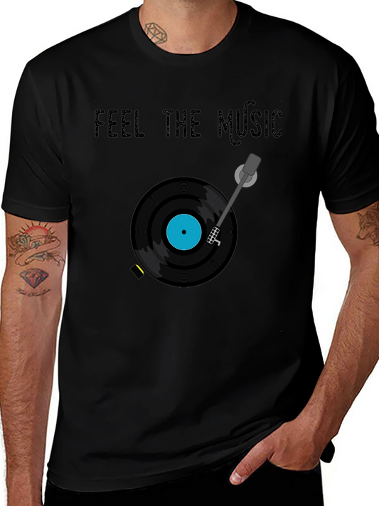 Feel the Music Tee - Vinyl Record Player Design