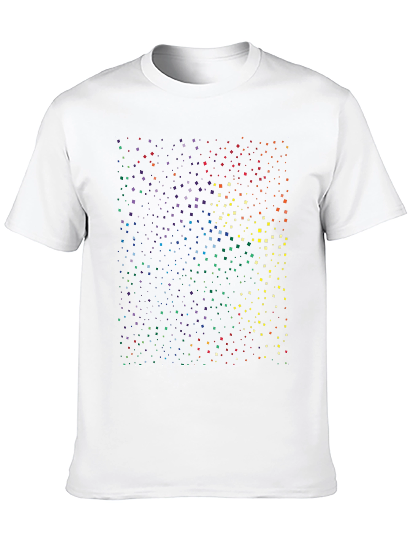 Rainbow Pixel Square Print Black T-Shirt